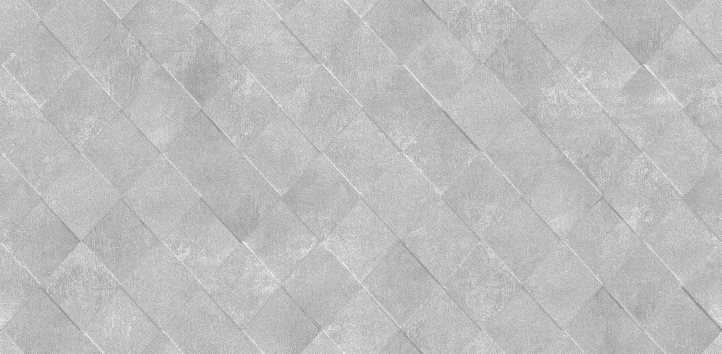 Textured Wallpaper Rhombus|Geometric|Distressed in Grey|Silver