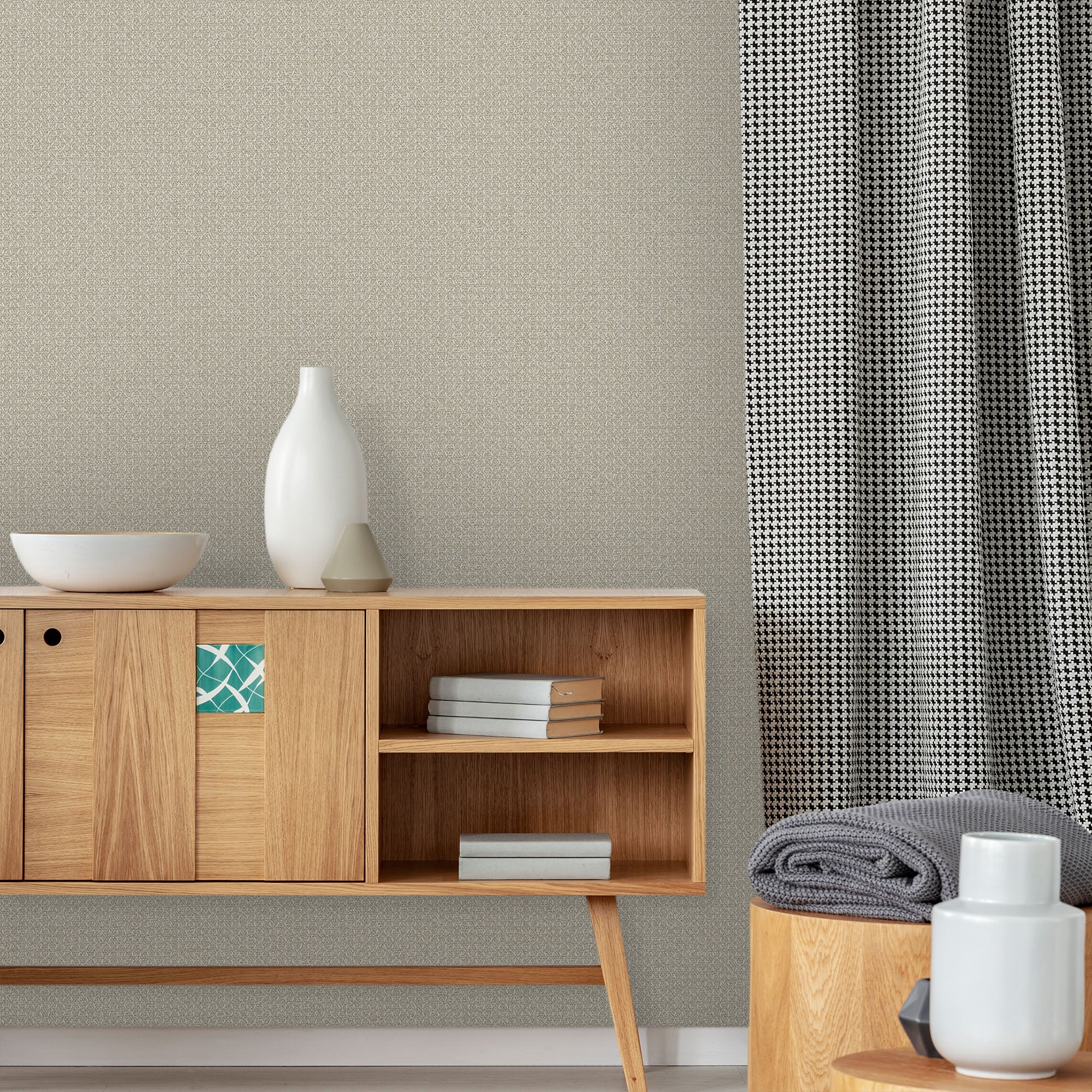 Textured Wallpaper Fabric in Taupe|Beige