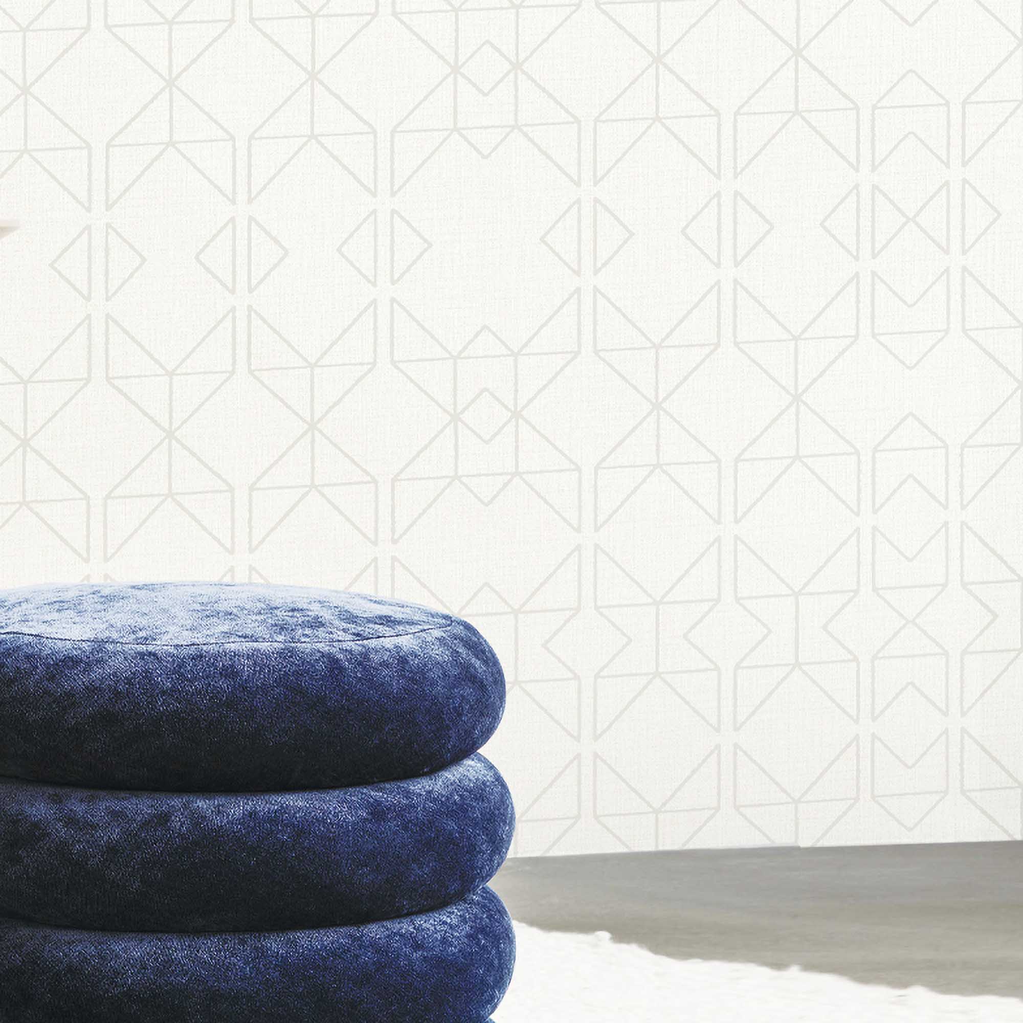 Textured Wallpaper Trellis|Geometric in White|Grey