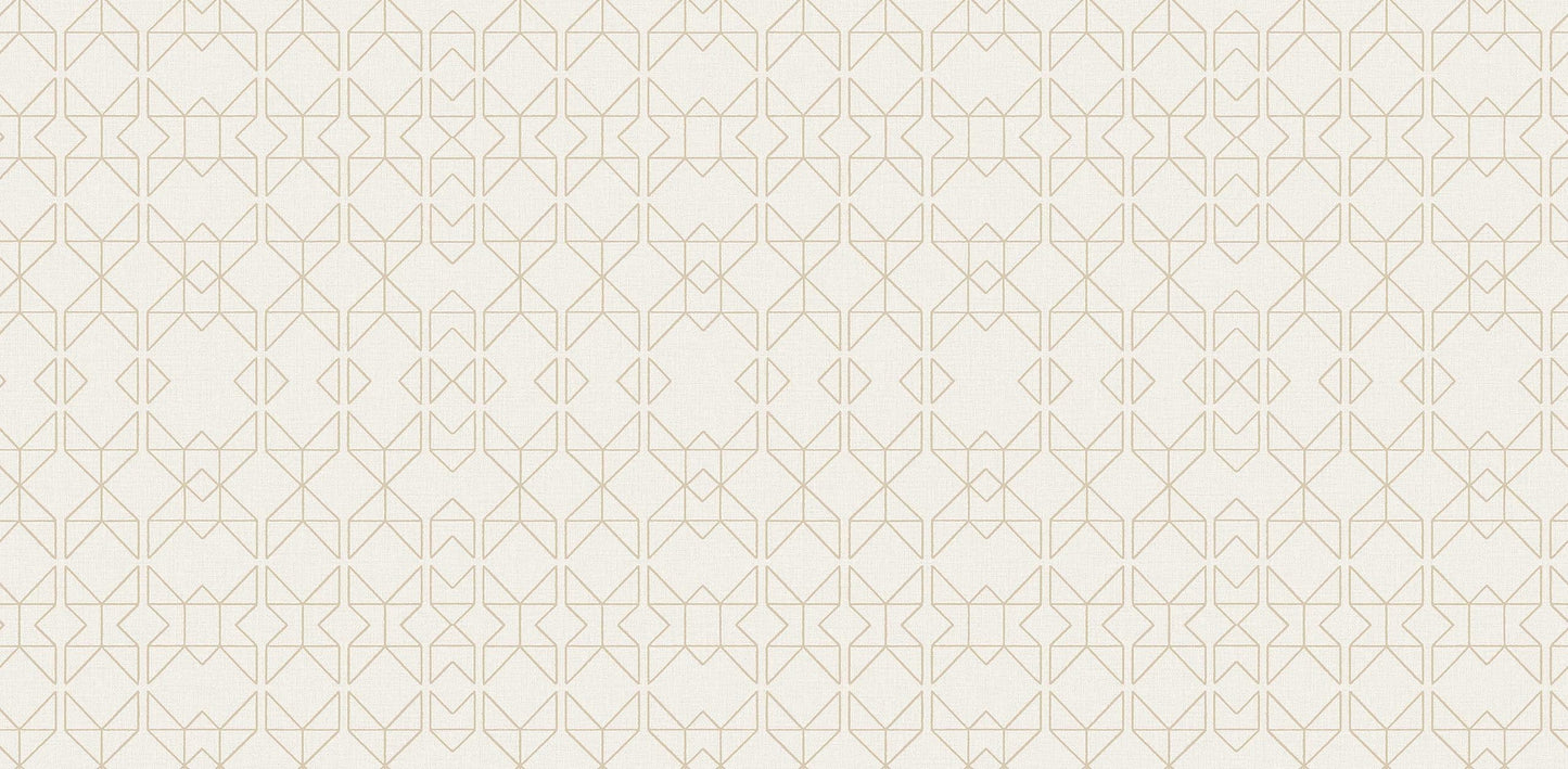 Textured Wallpaper Trellis|Geometric in Beige|Gold