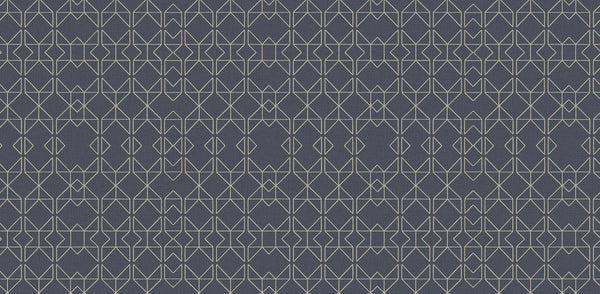 Textured Wallpaper Trellis|Geometric in Aegean|Blue|Gold