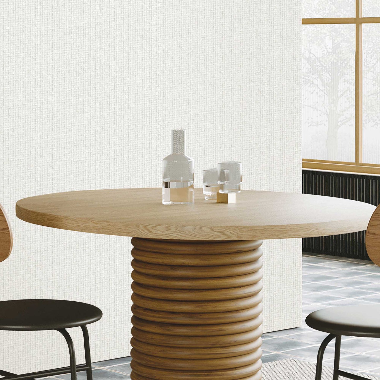 Textured Wallpaper Fabric in Light Grey