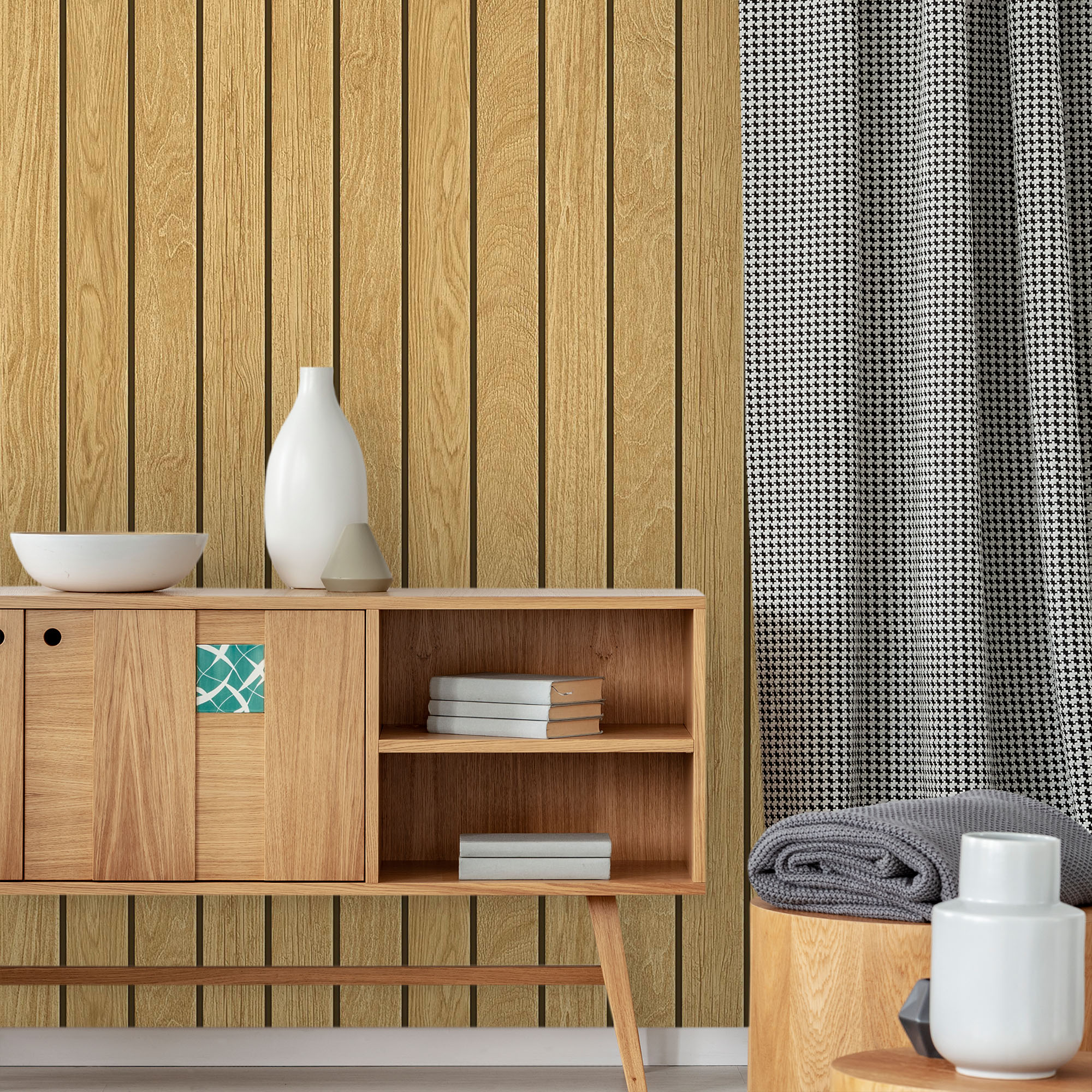 Textured Wallpaper Wood in Yellow