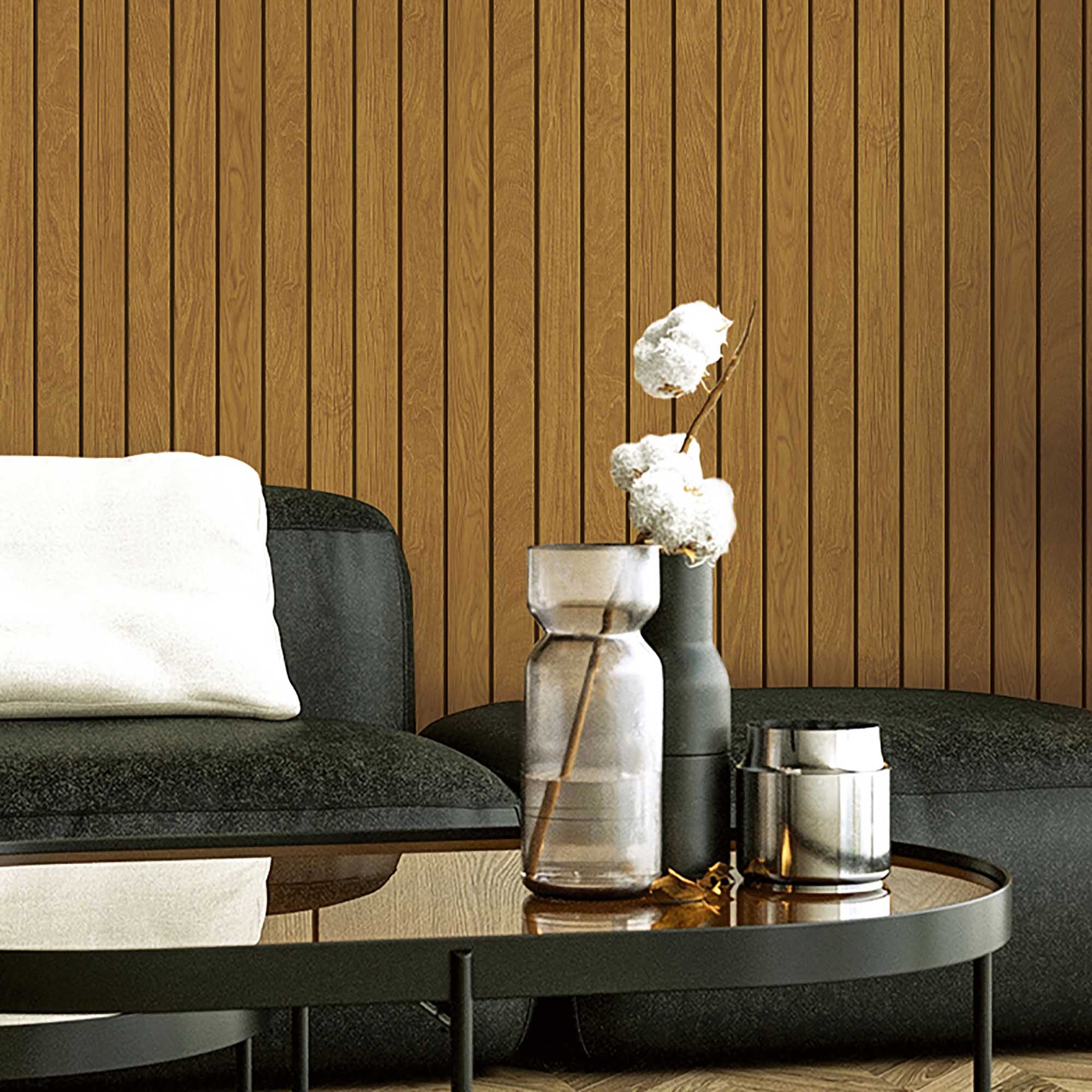 Textured Wallpaper Wood in Brown