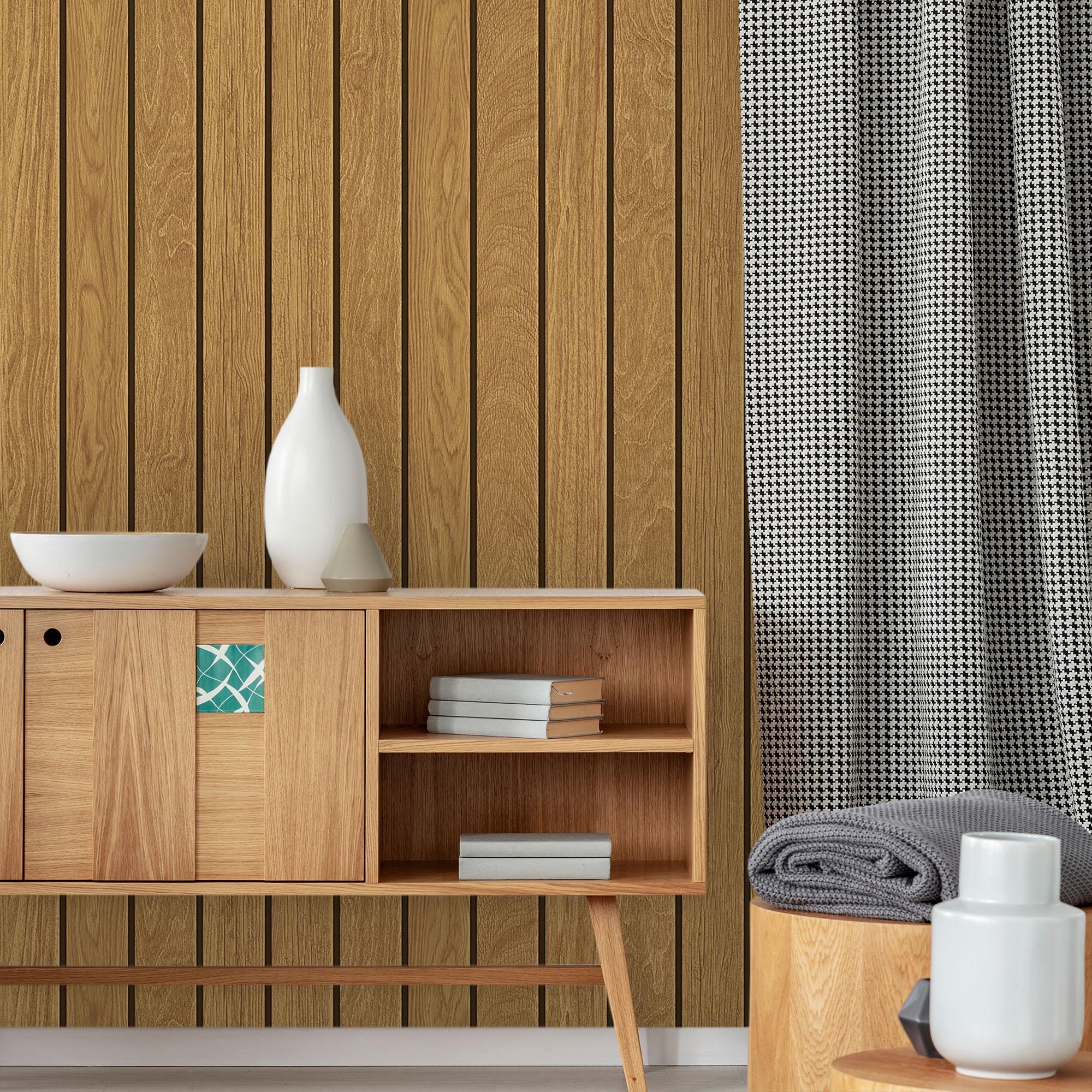 Textured Wallpaper Wood in Brown