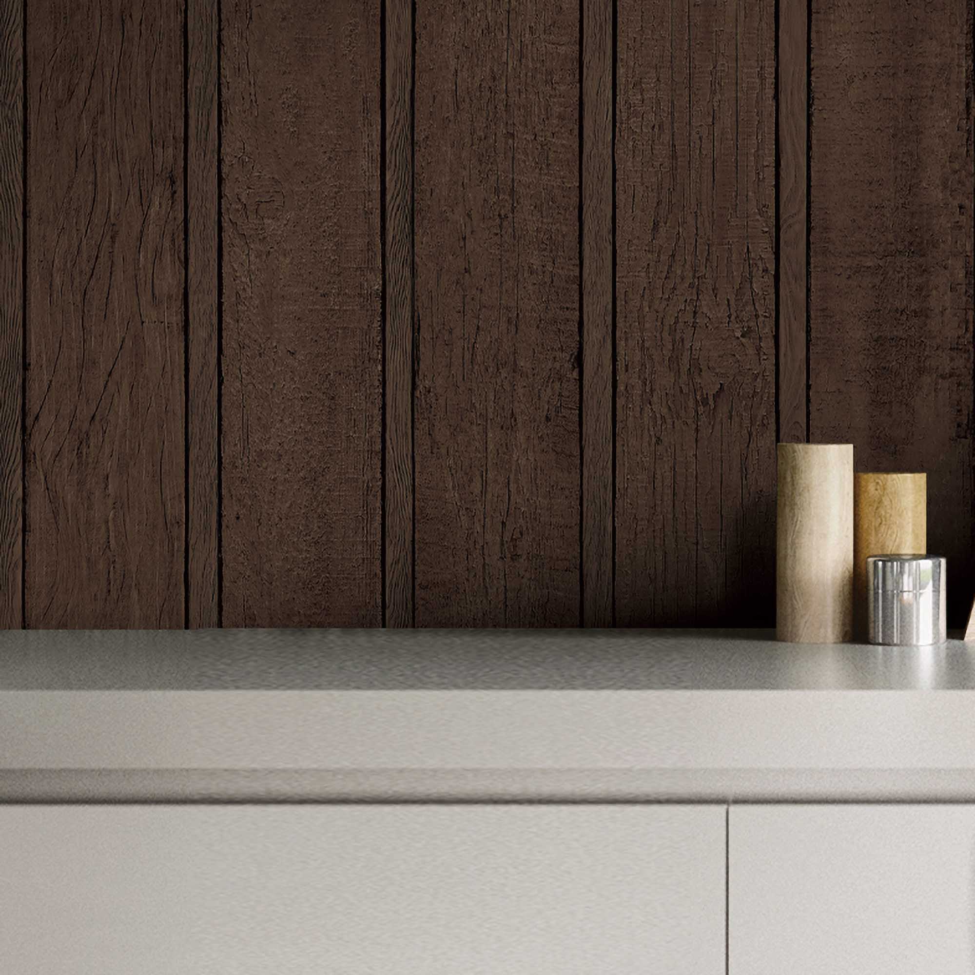 Textured Wallpaper Wood|Rustic in Dark Brown