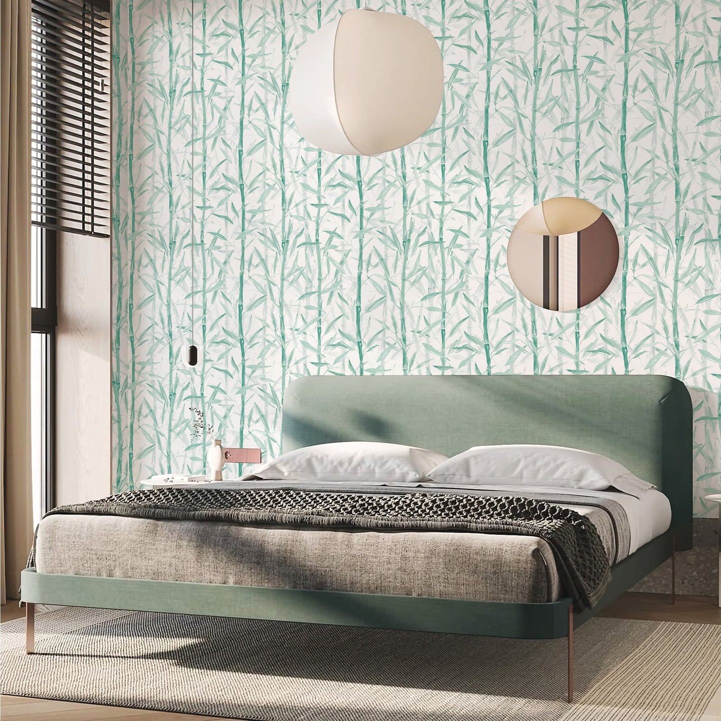 Textured Wallpaper Floral in Green