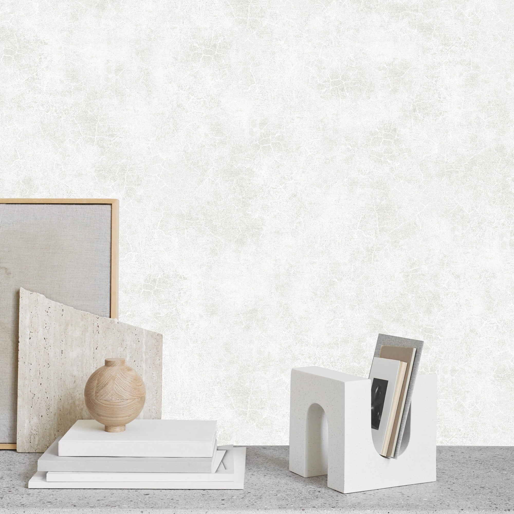 Textured Wallpaper Plastered|Grunge|Abstract in Light Grey