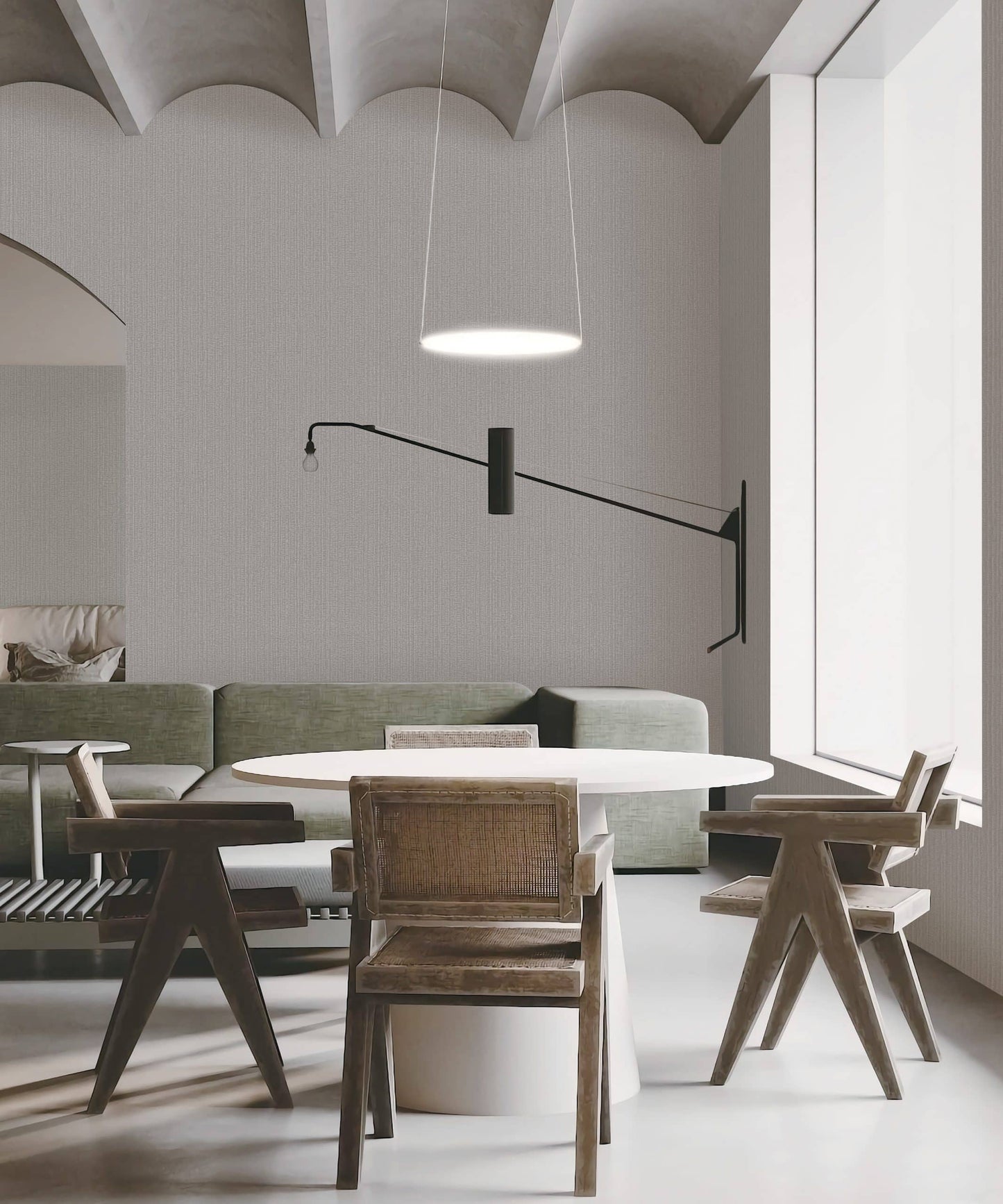 Textured Wallpaper Fabric in Dark Grey