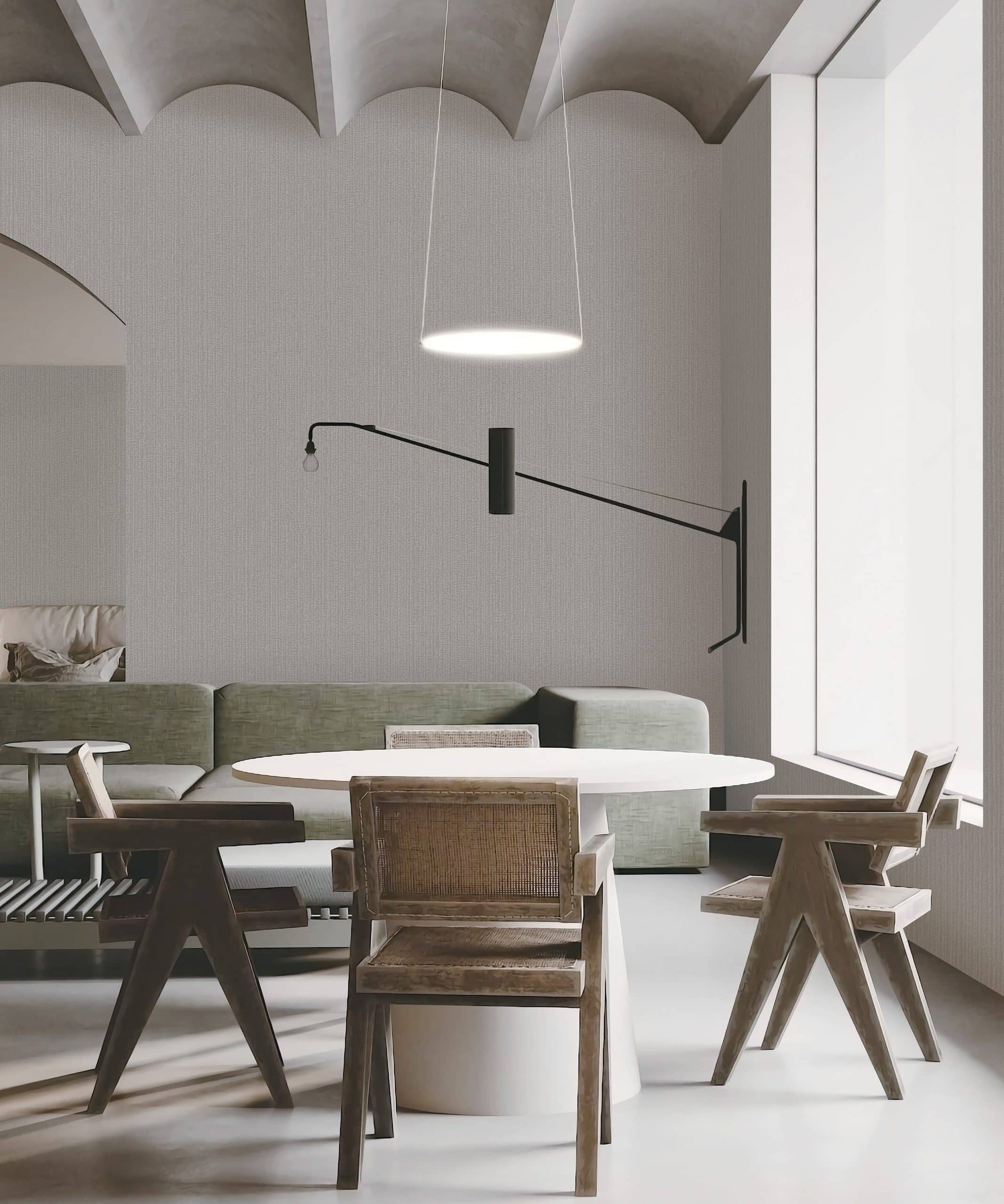 Textured Wallpaper Fabric in Dark Grey