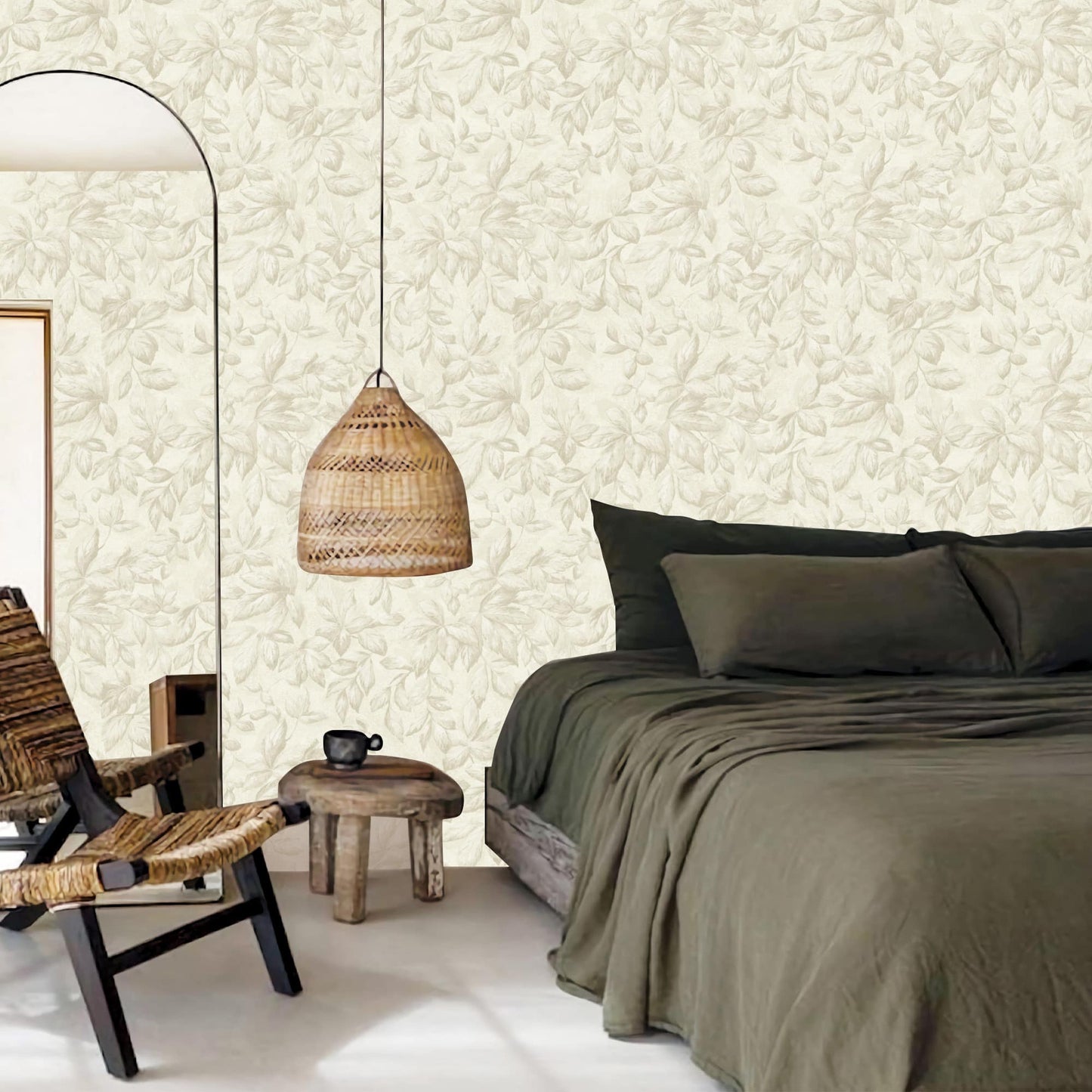 Textured Wallpaper Floral in Beige