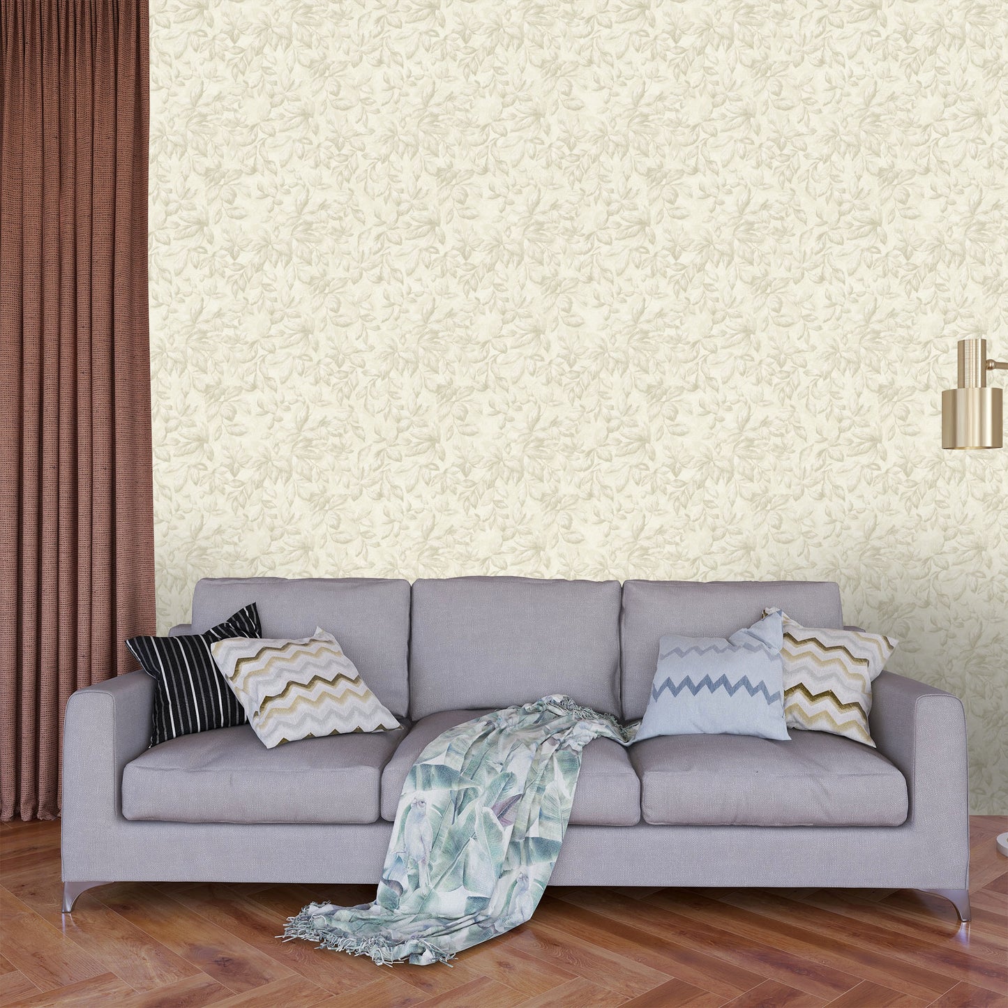 Textured Wallpaper Floral in Beige