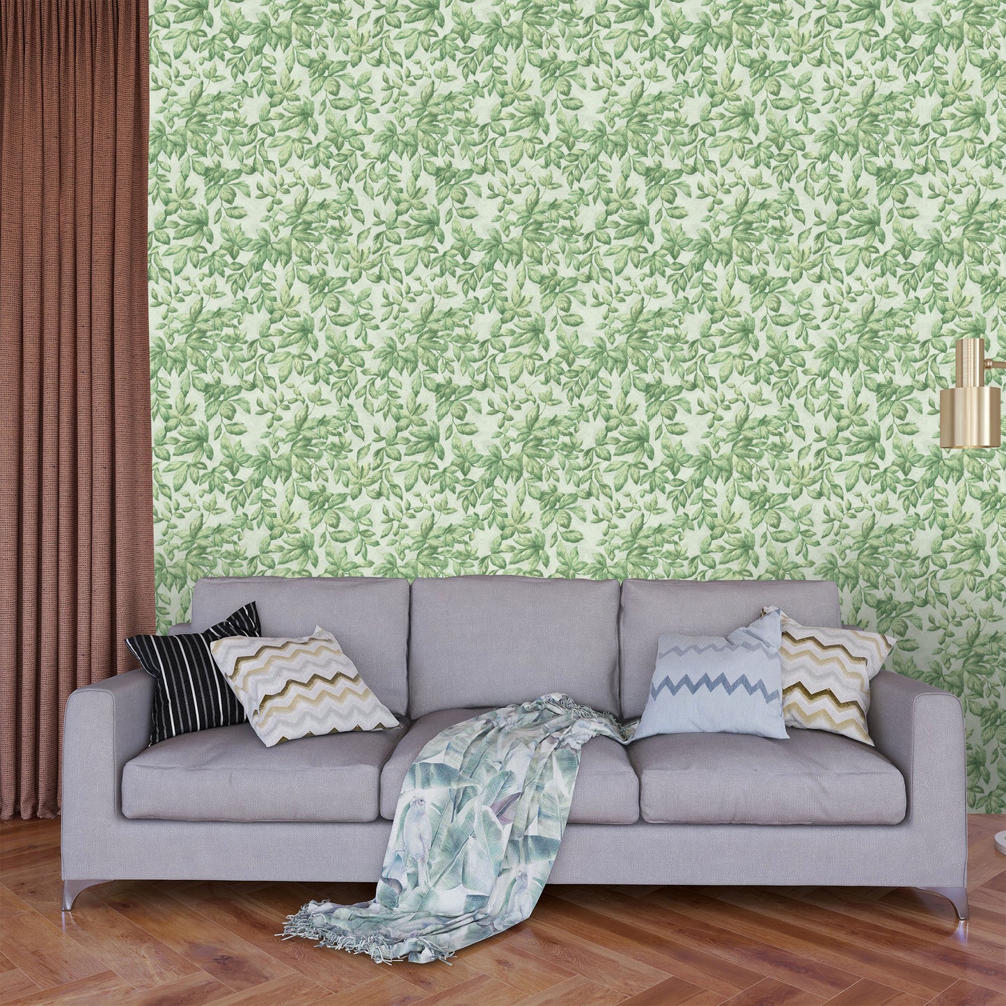 Textured Wallpaper Floral in Green