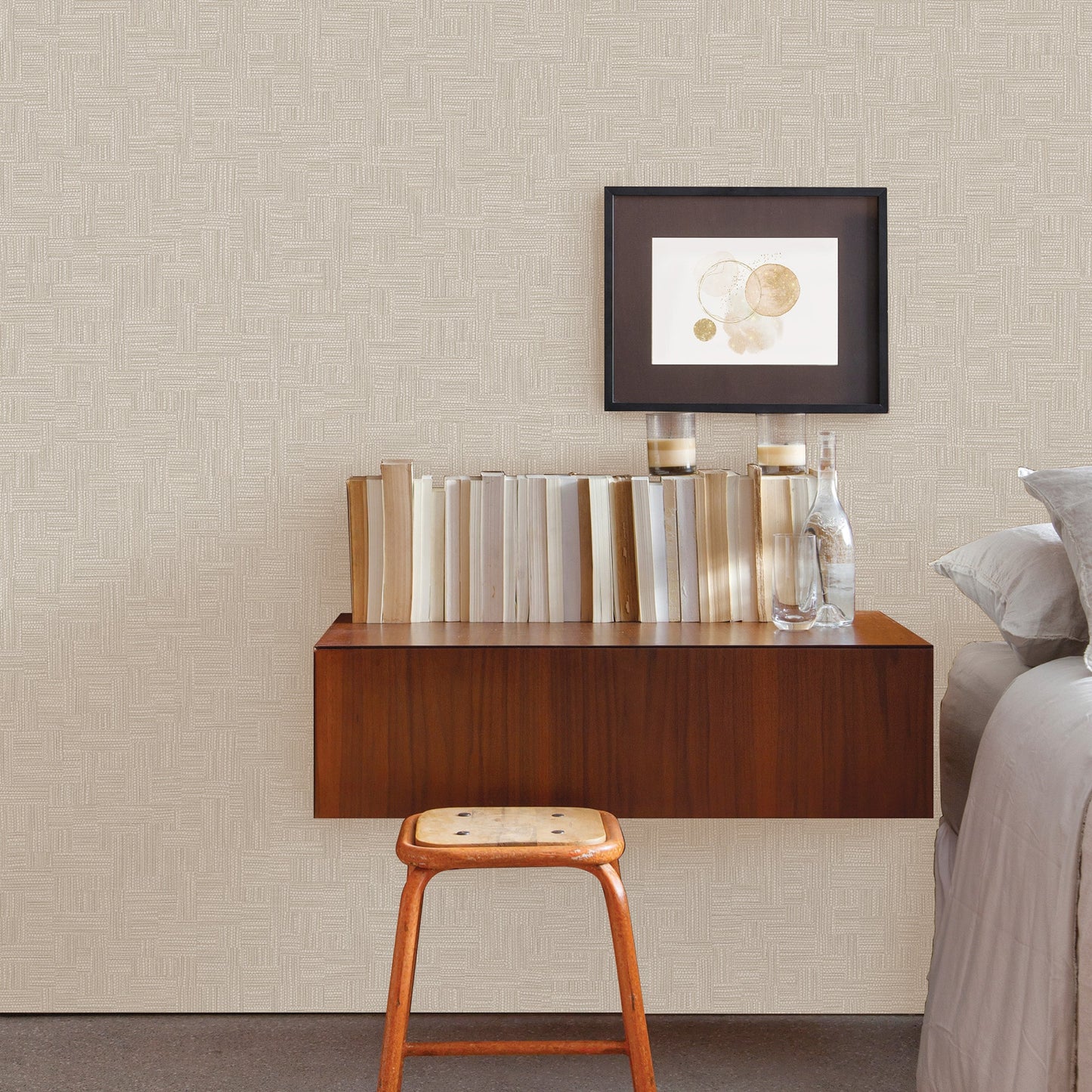 Textured Wallpaper Fabric in Beige