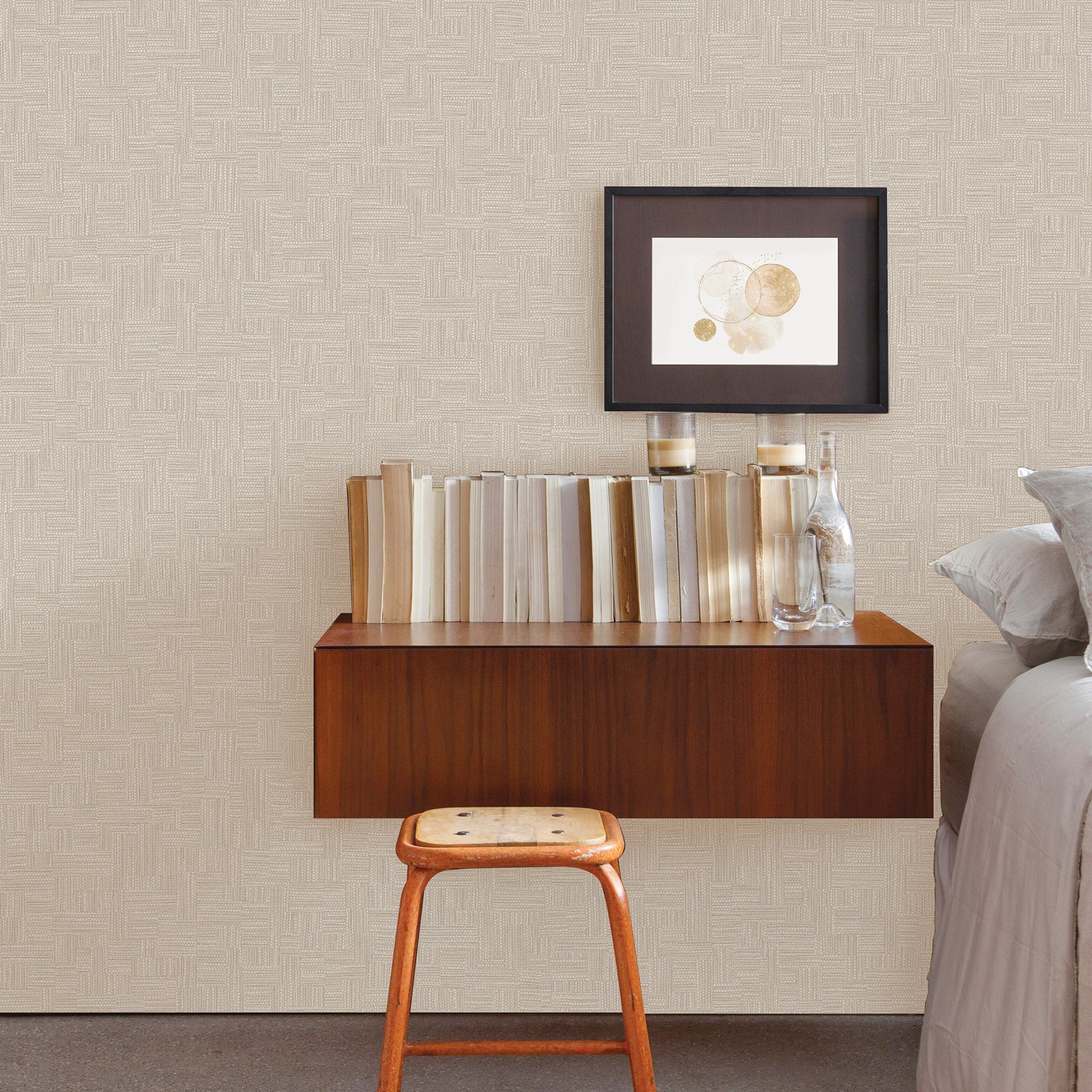 Textured Wallpaper Fabric in Beige