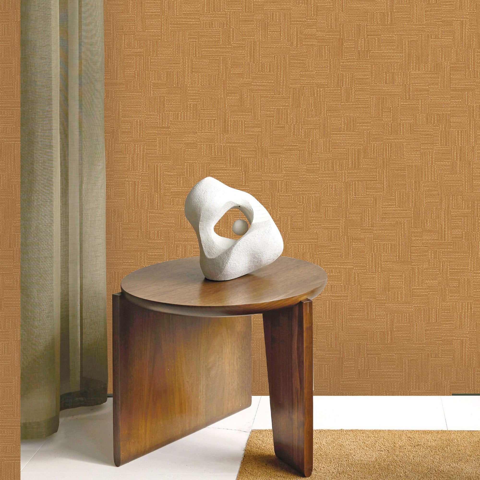 Textured Wallpaper Fabric in Tawny|Brown|Copper