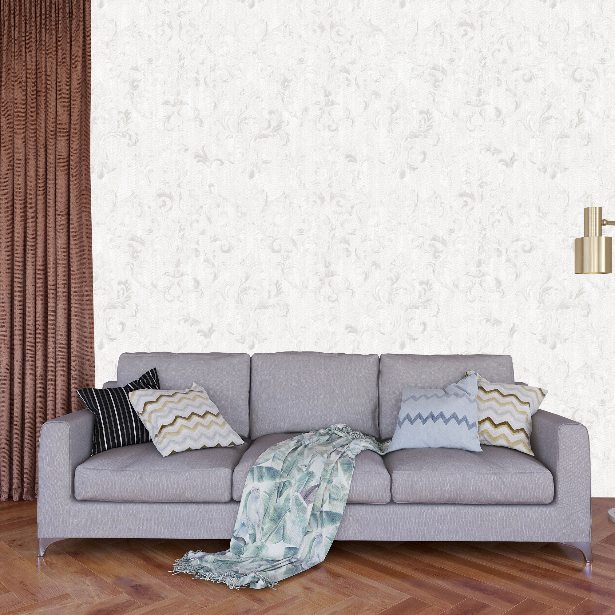 Textured Wallpaper Traditional|Damask|Grunge in White