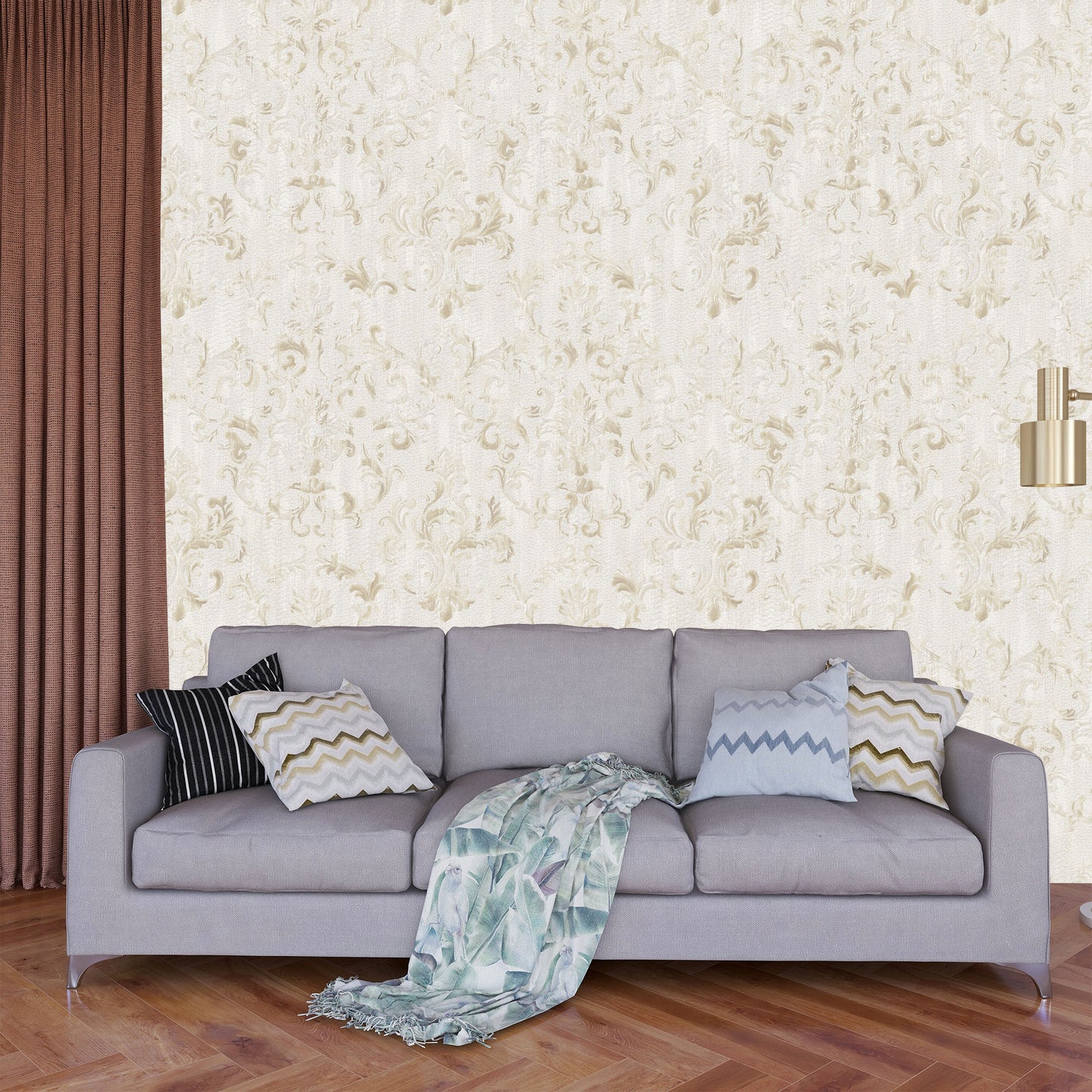 Textured Wallpaper Traditional|Damask|Grunge in Tan|Beige