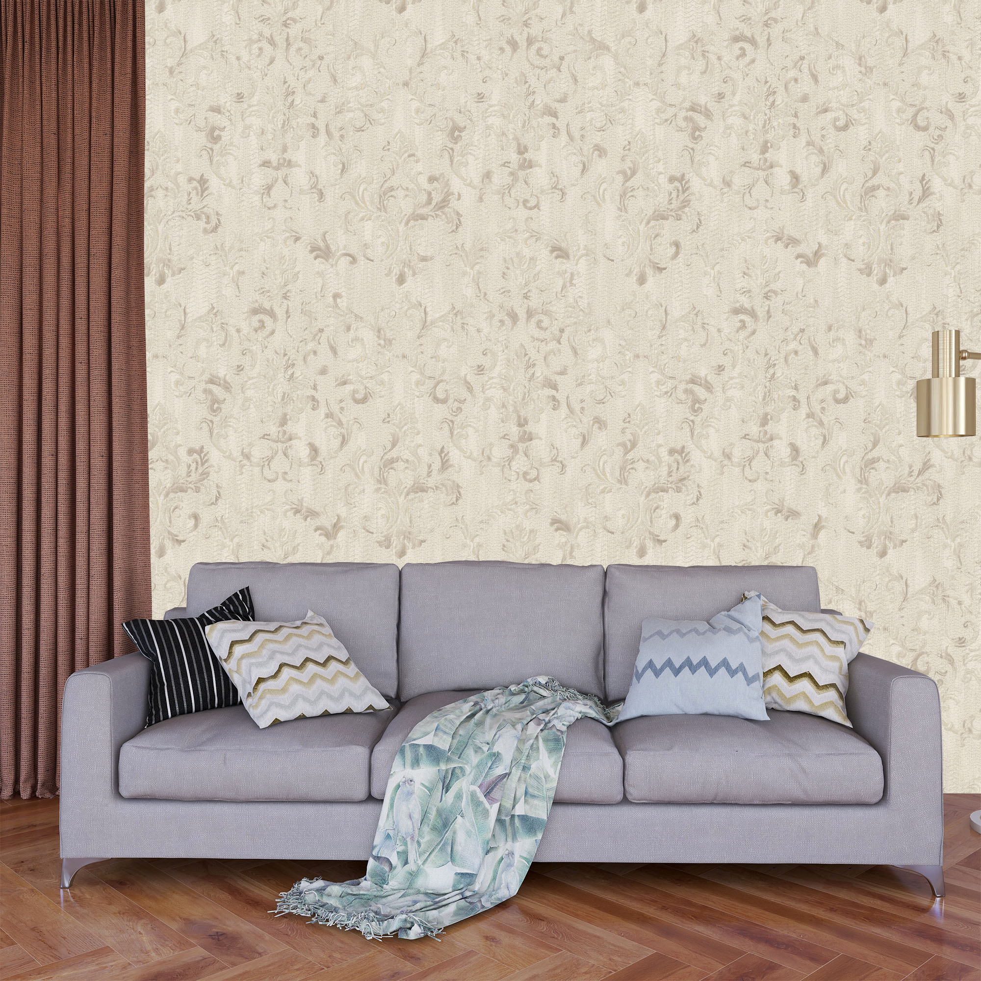 Textured Wallpaper Traditional|Damask|Grunge in Beige