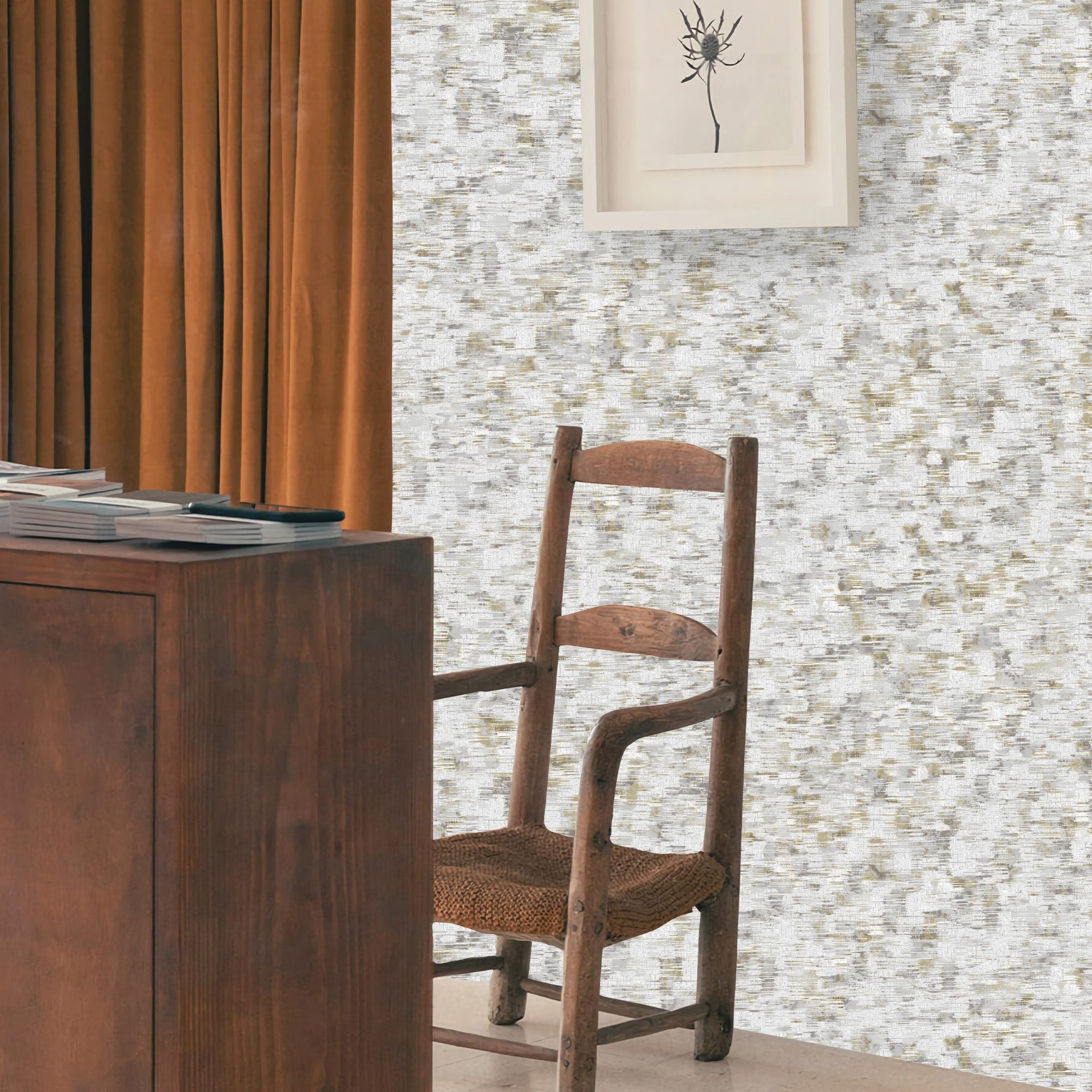 Textured Wallpaper Abstract|Grunge in Grey|Gold