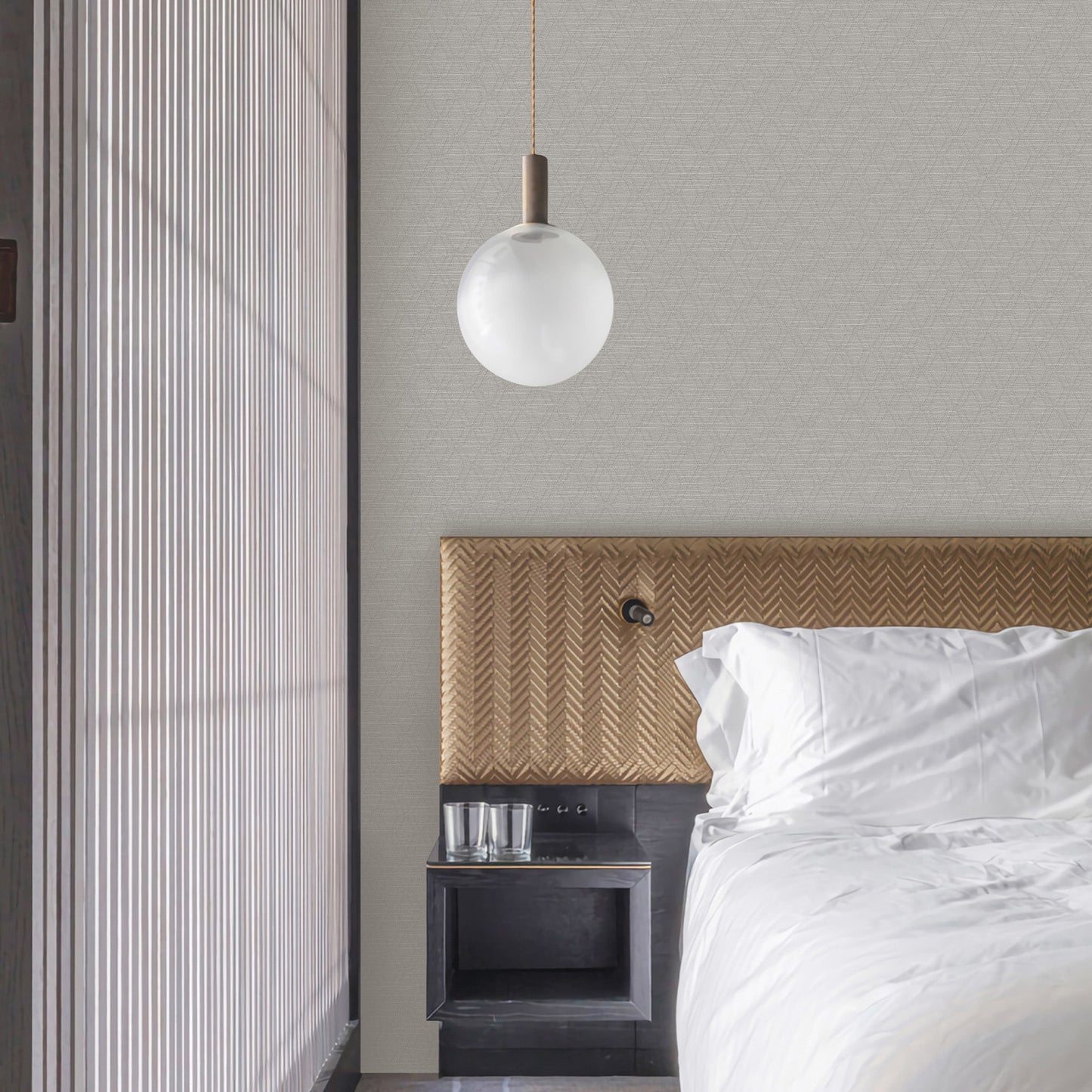 Textured Wallpaper Fabric|Geometric in Grey