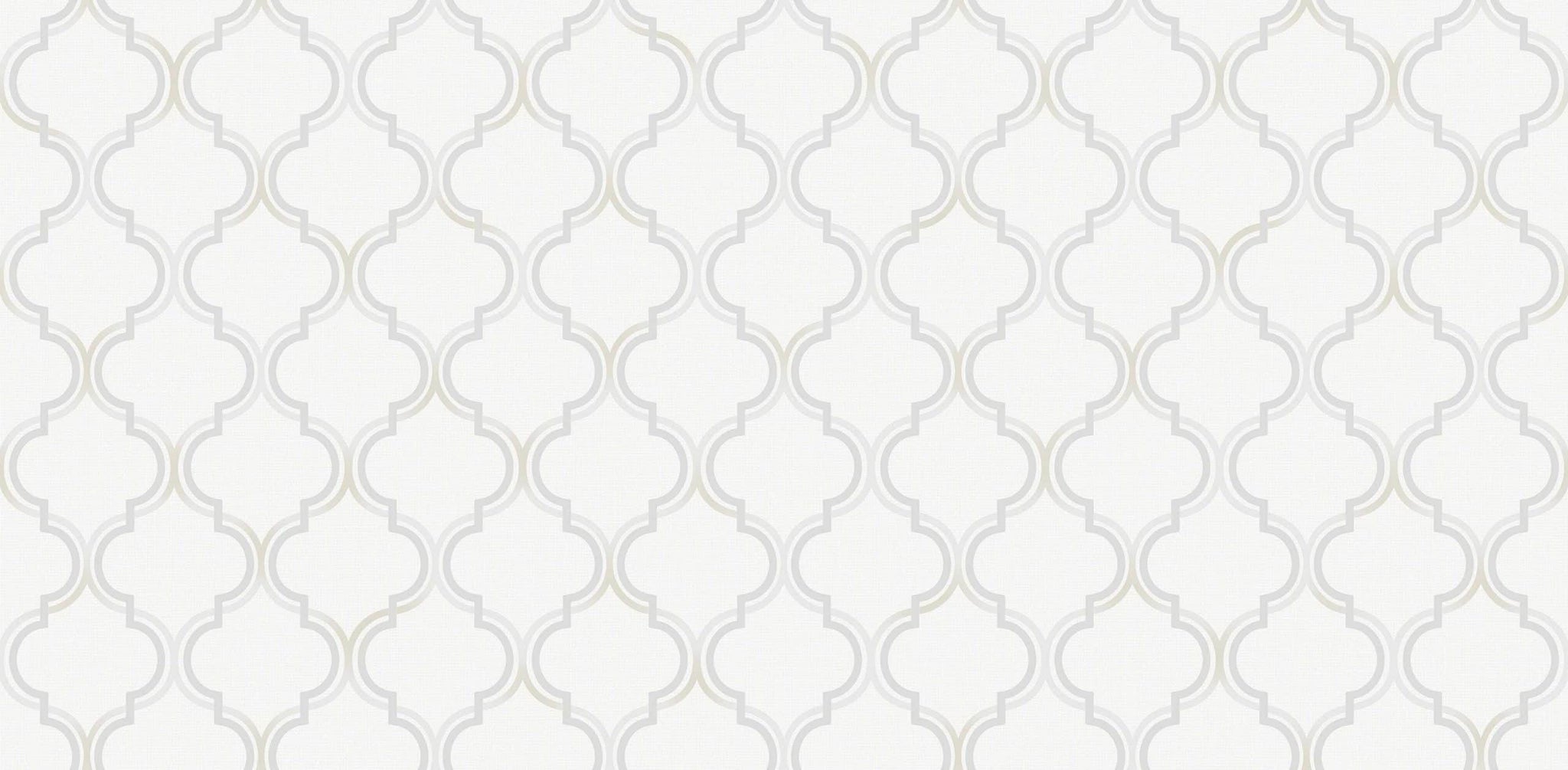 Textured Wallpaper Moroccan|Ogee|Traditional|Fabric in White
