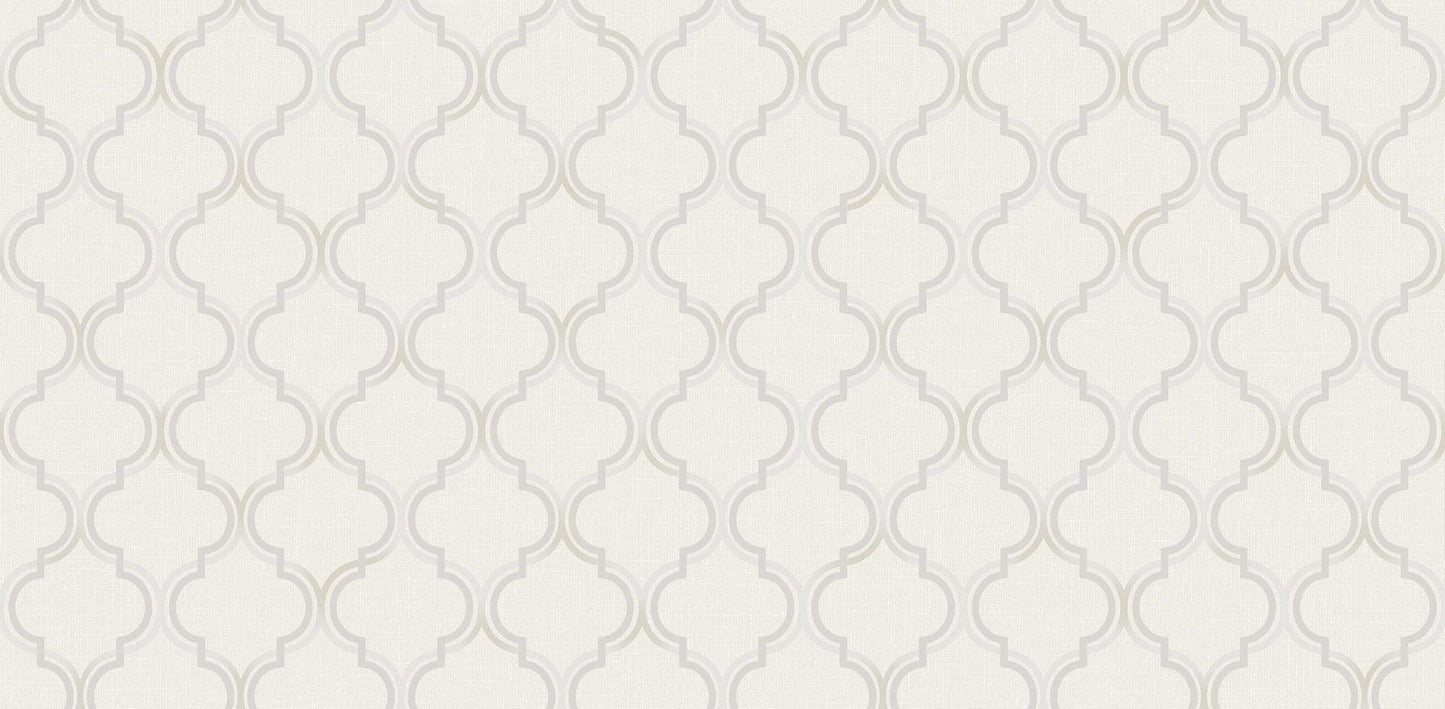 Textured Wallpaper Moroccan|Ogee|Traditional|Fabric in Beige