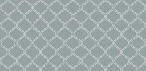 Textured Wallpaper Moroccan|Ogee|Traditional|Fabric in Sage|Green