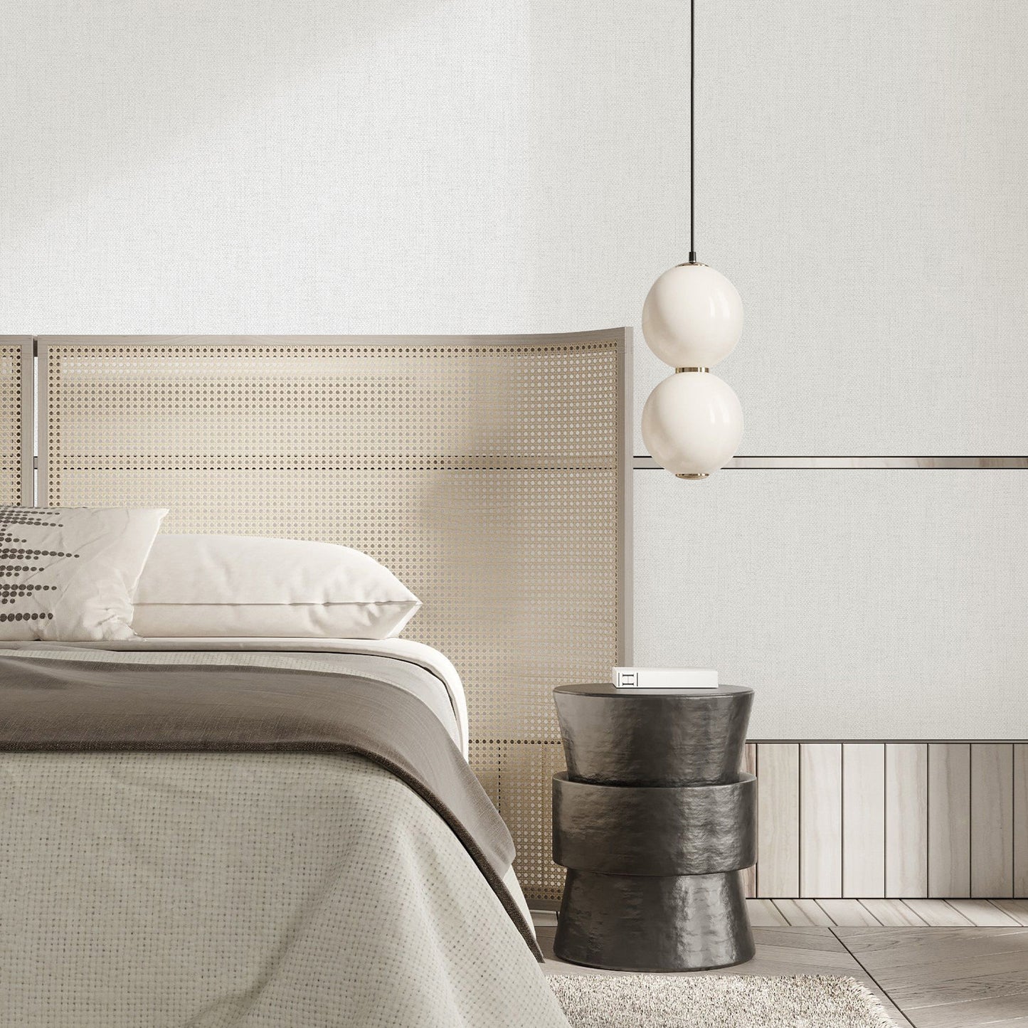 Textured Wallpaper Fabric in White