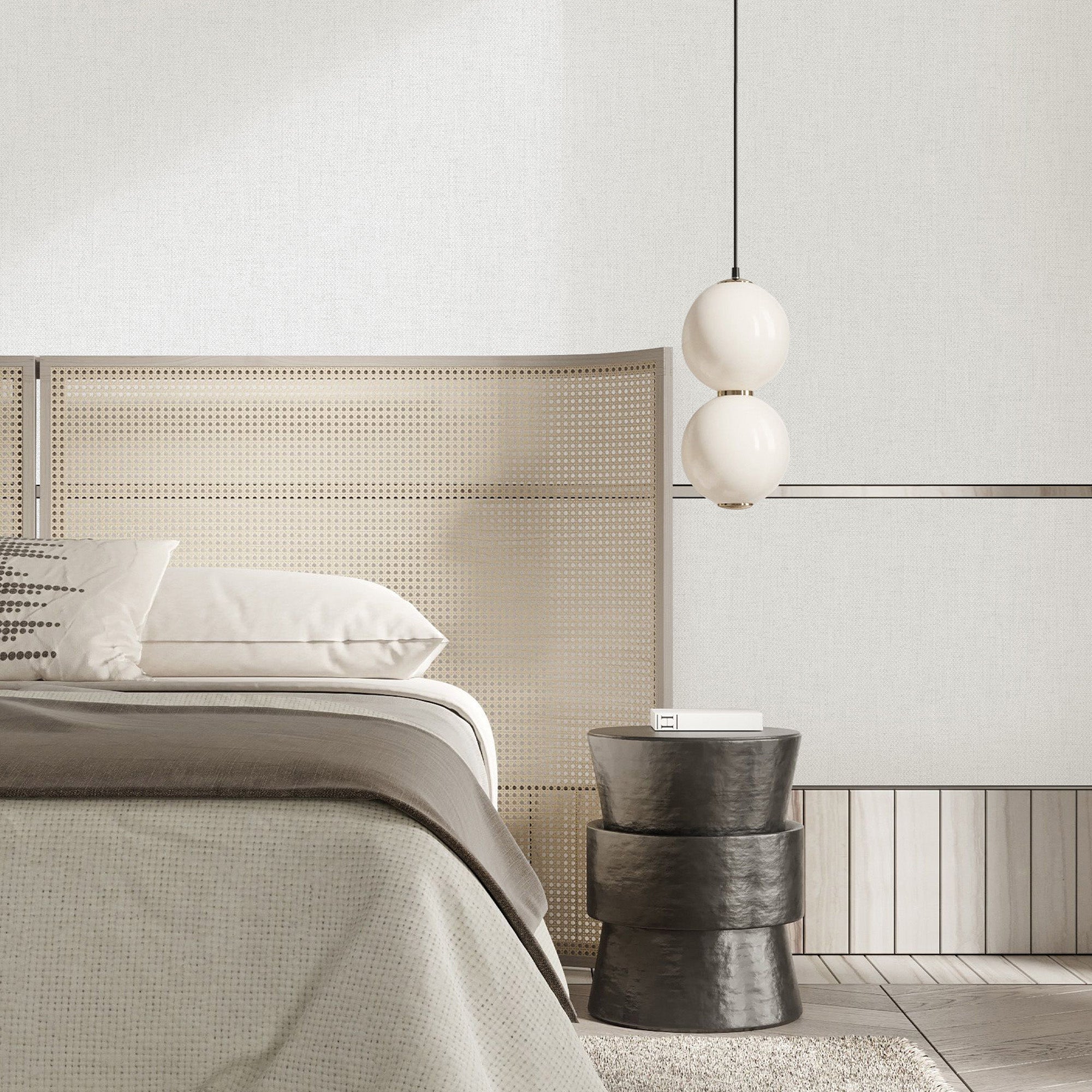 Textured Wallpaper Fabric in White