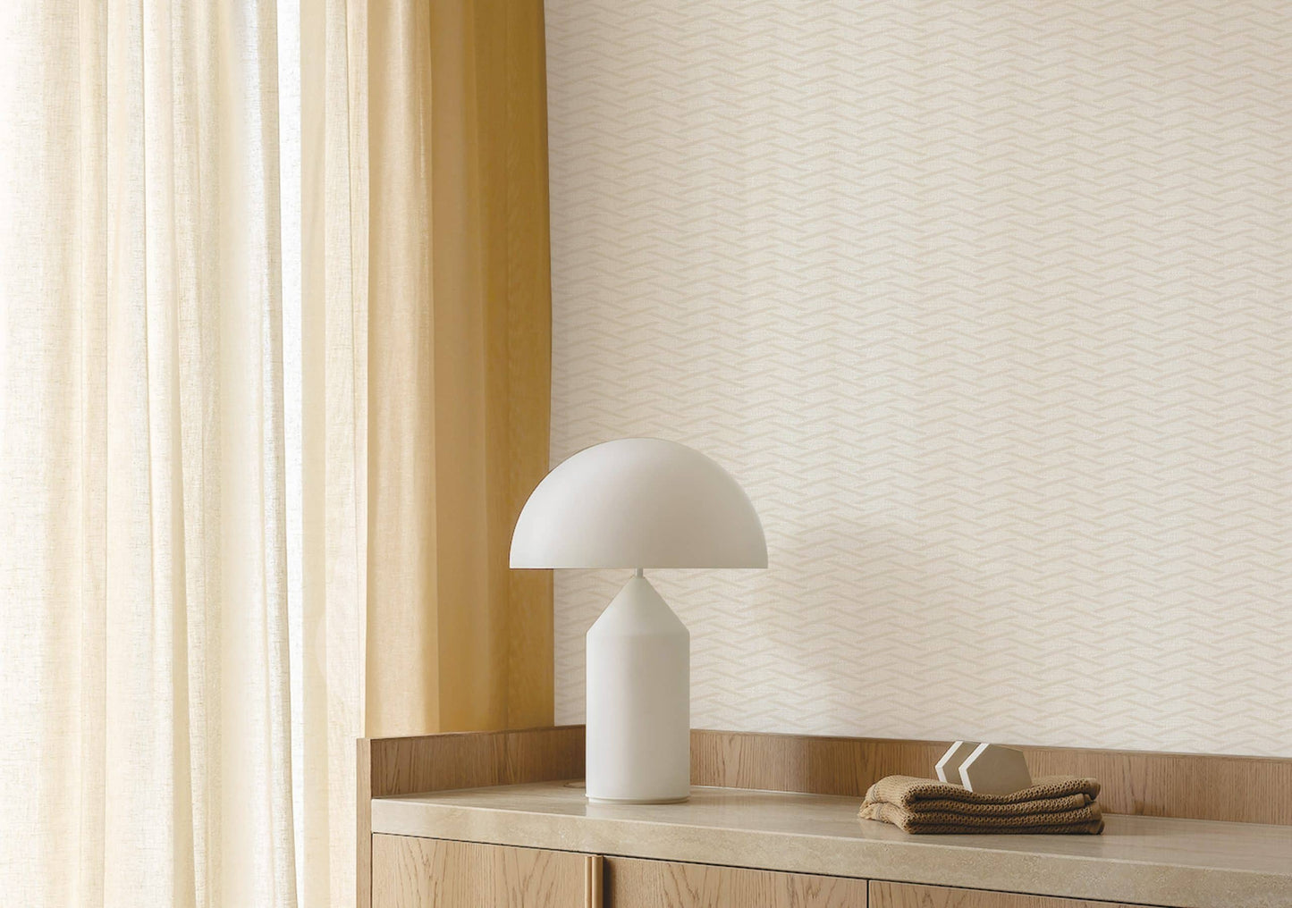 Textured Wallpaper Herringbone|Geometric in Beige|Silver