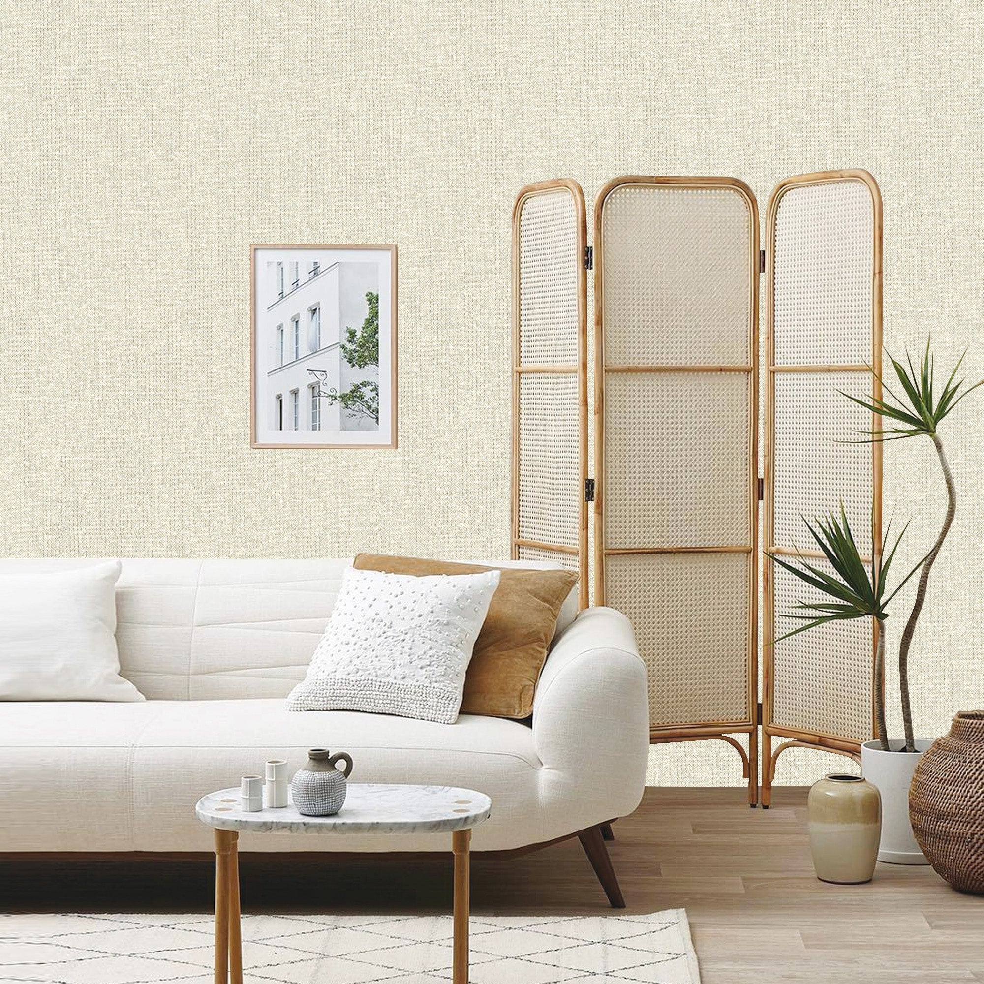 Textured Wallpaper Fabric in Tan|Beige