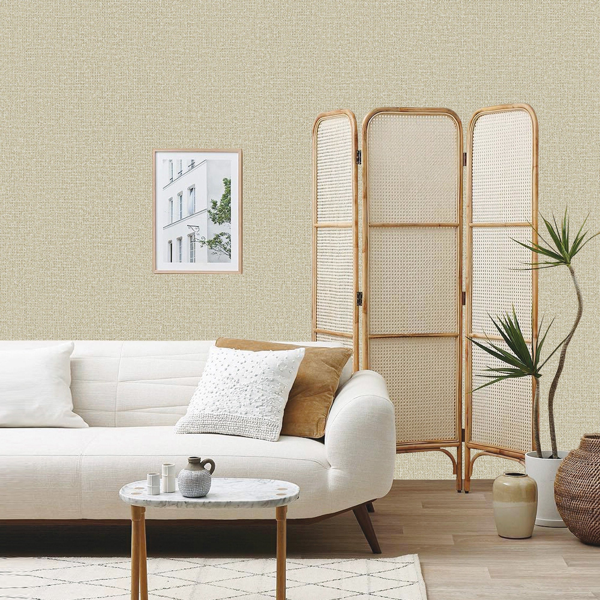 Textured Wallpaper Fabric in Beige