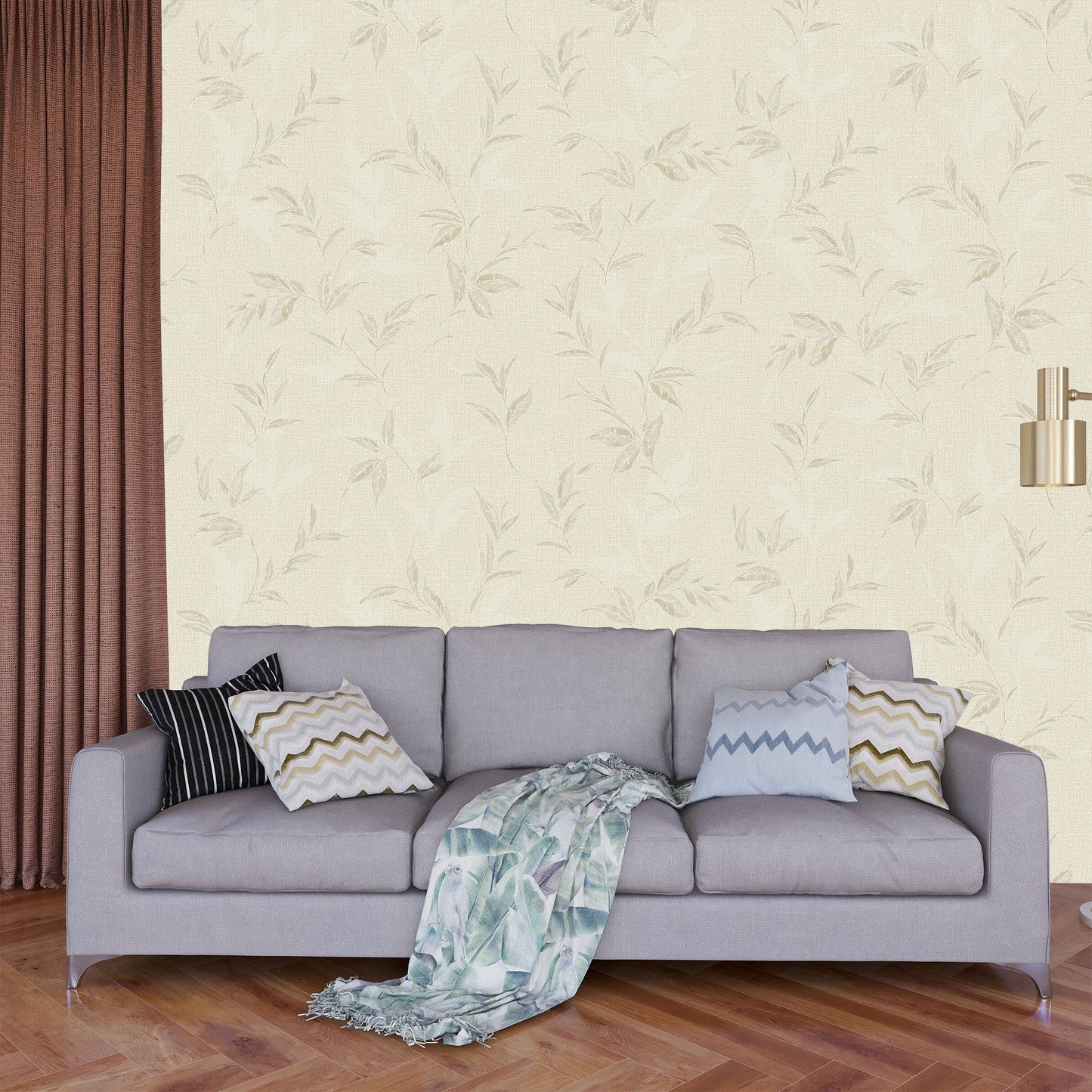 Textured Wallpaper Fabric|Floral in Tan|Beige
