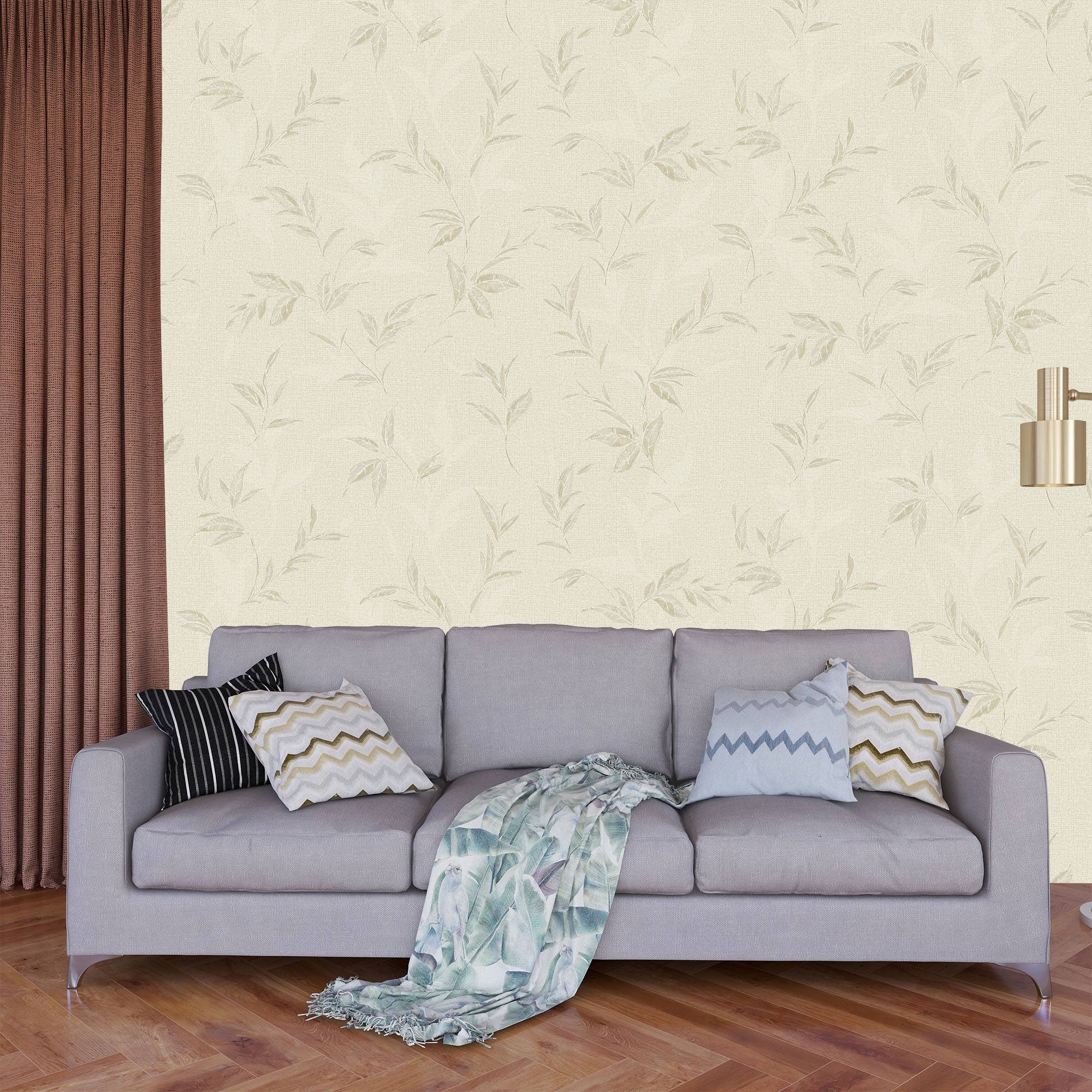 Textured Wallpaper Fabric|Floral in Tan|Beige