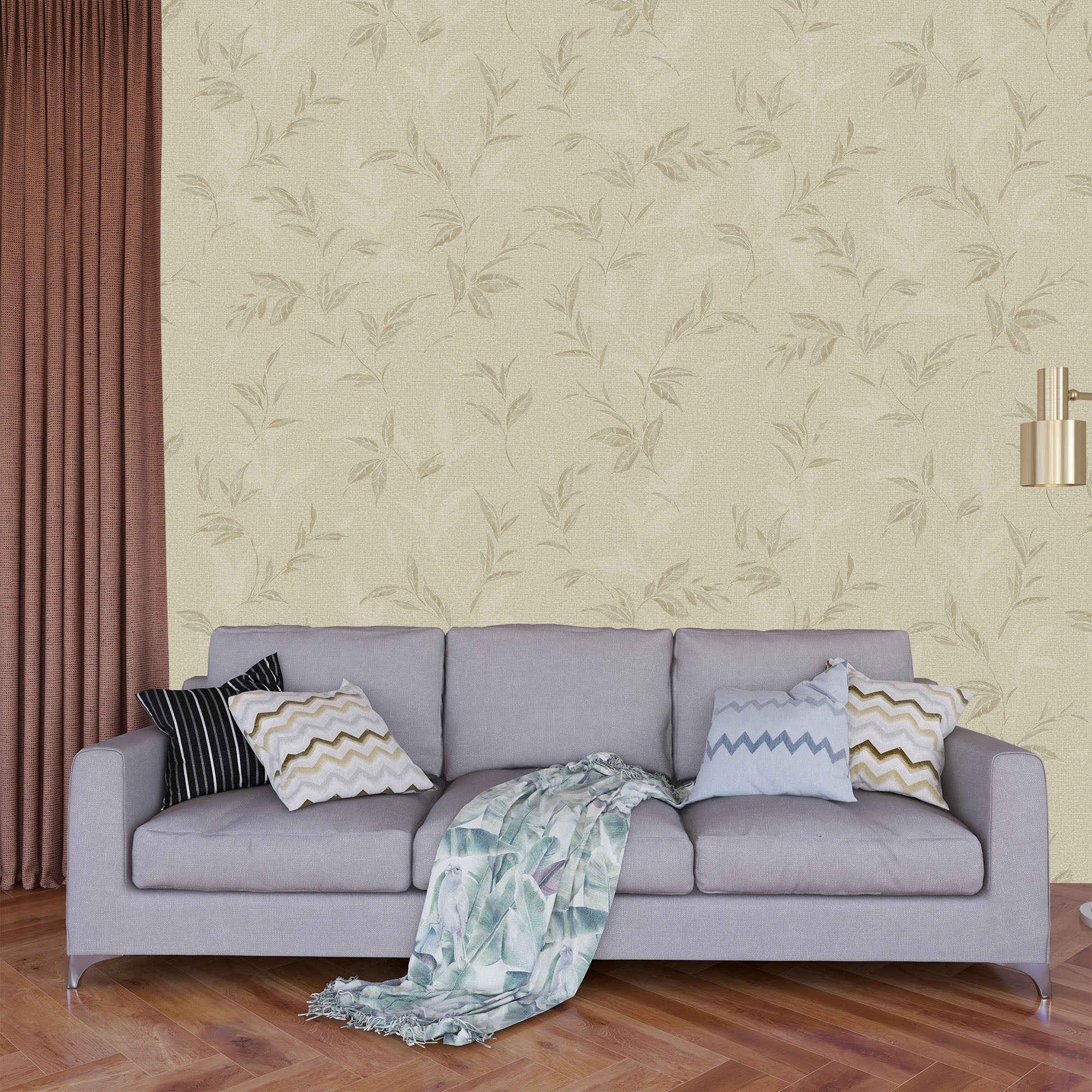Textured Wallpaper Fabric|Floral in Beige