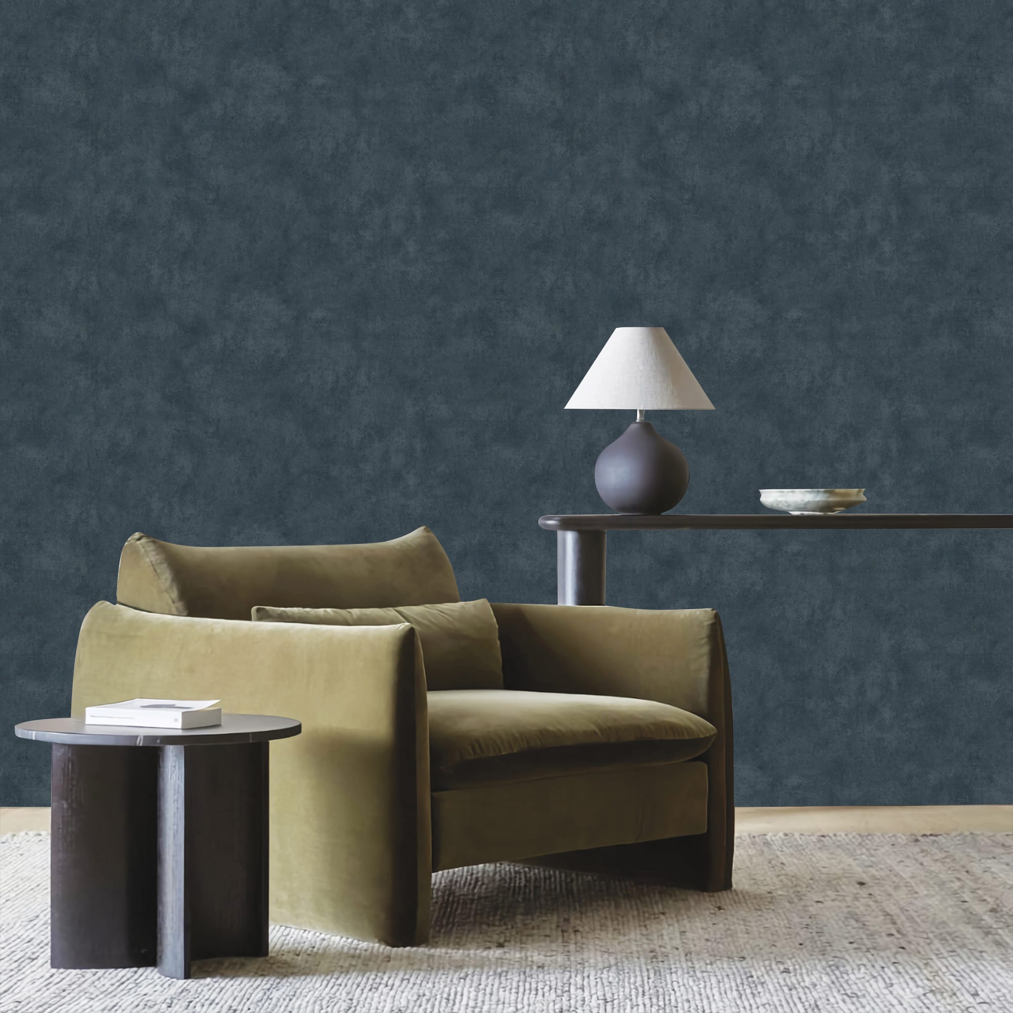 Textured Wallpaper Solid|Grunge in Dark Blue