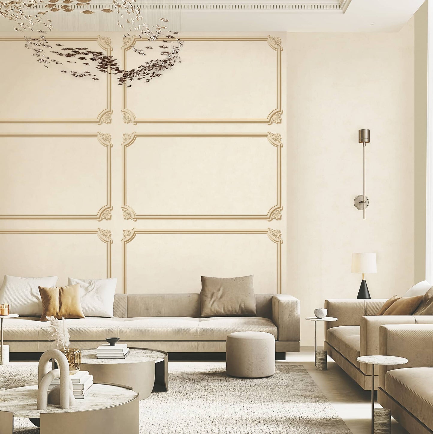 Textured Wallpaper Victorian|Distressed|Traditional in Beige