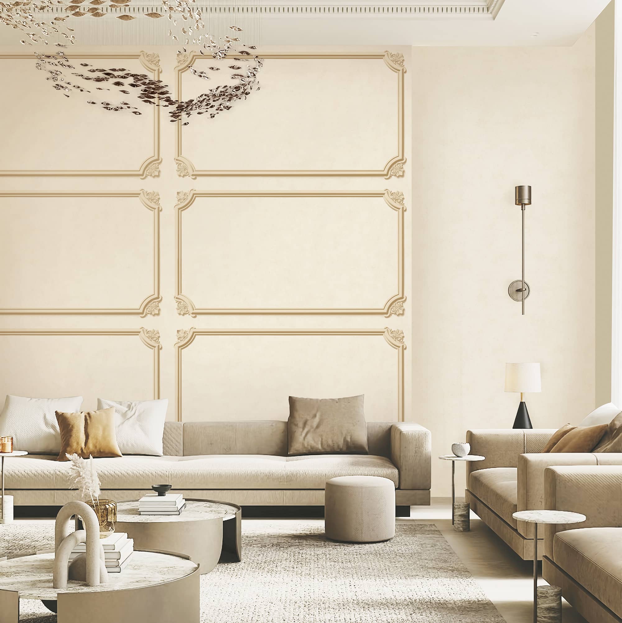 Textured Wallpaper Victorian|Distressed|Traditional in Beige