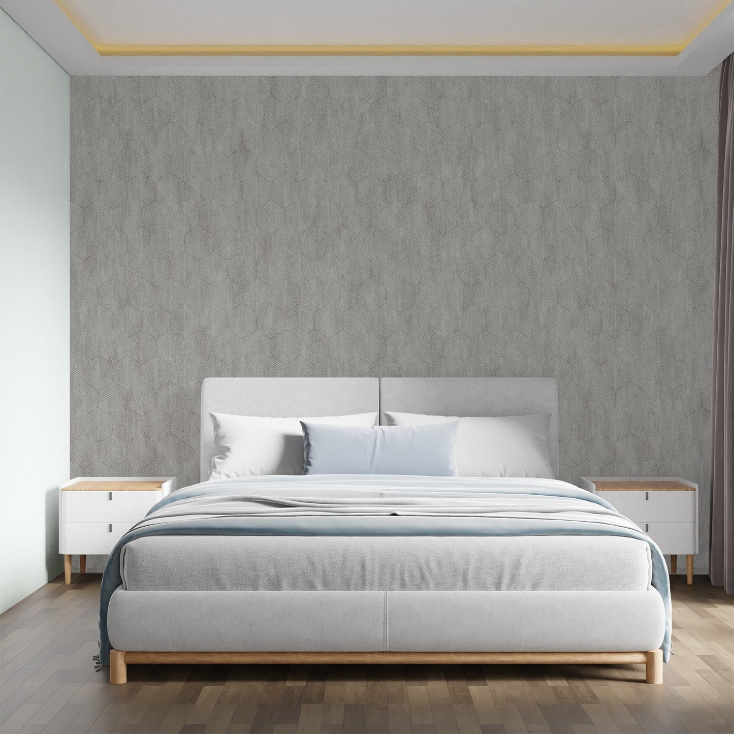 Textured Wallpaper Herringbone|Honeycomb|Distressed in Charcoal|Grey