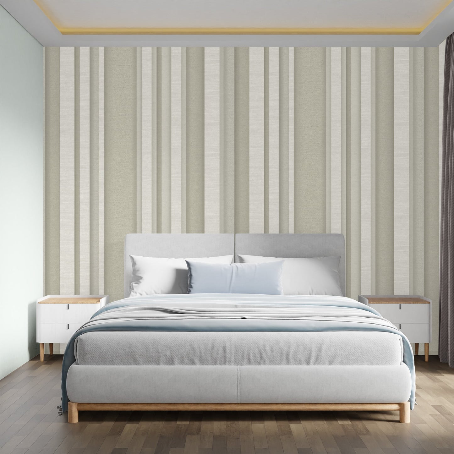 Textured Wallpaper Stripes in Light Brown|Cream