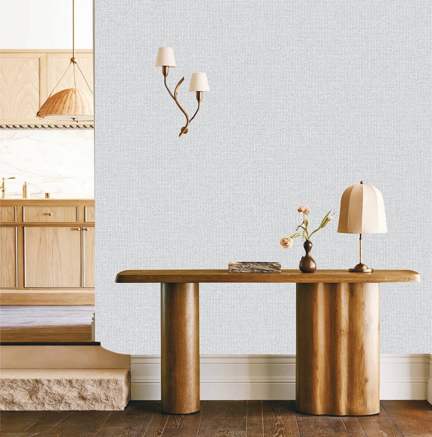 Textured Wallpaper Solid in Light Grey