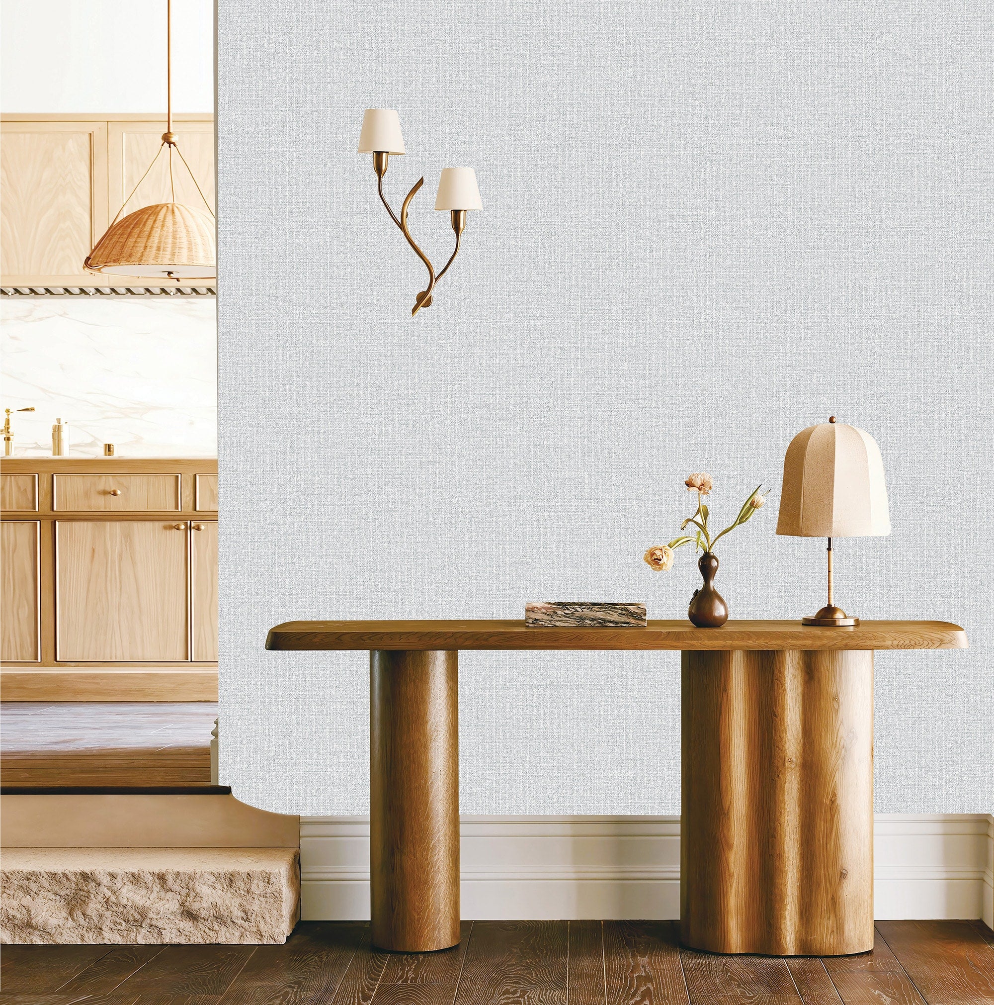 Textured Wallpaper Solid in Light Grey