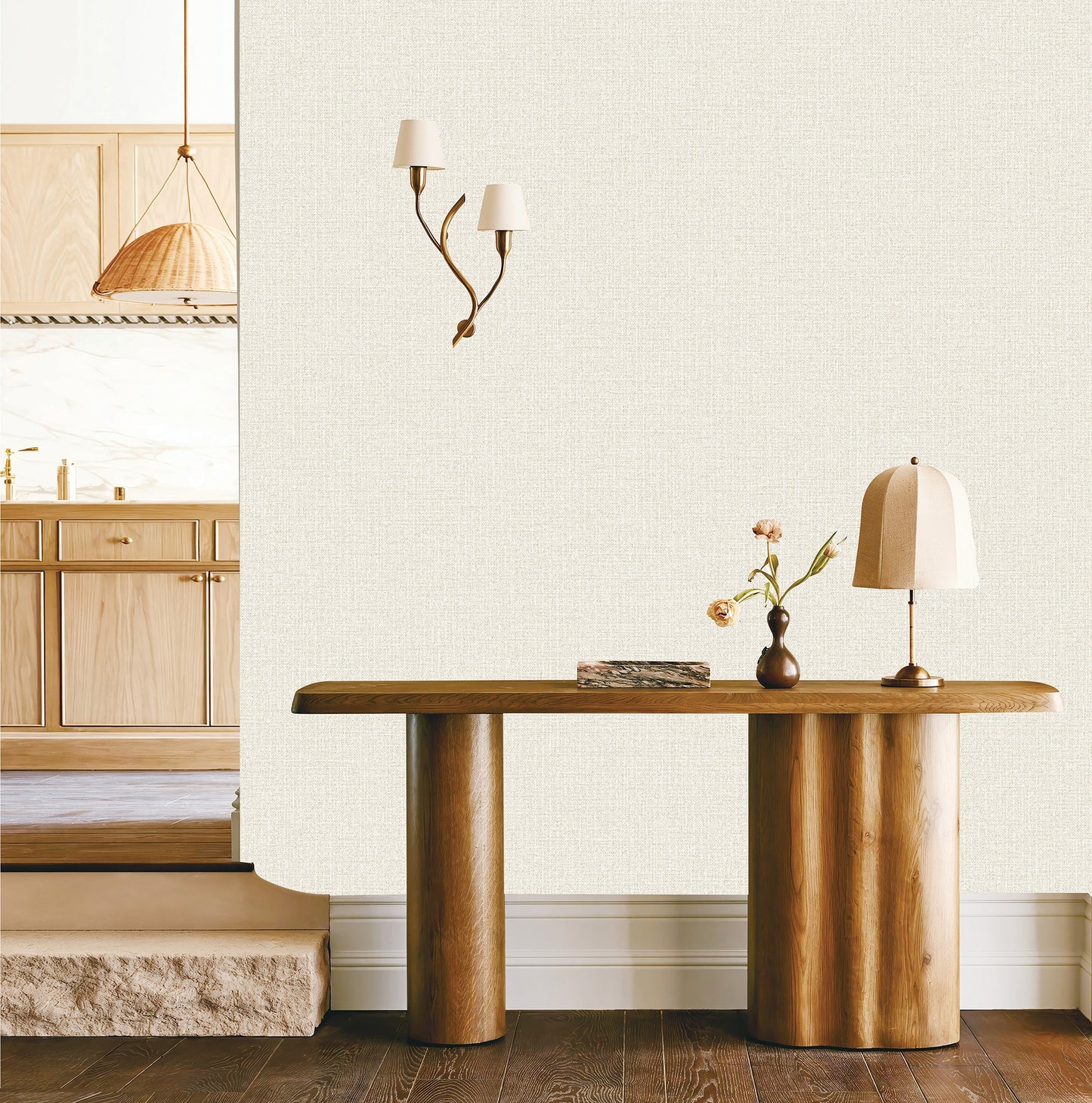 Textured Wallpaper Solid in Tan|Beige