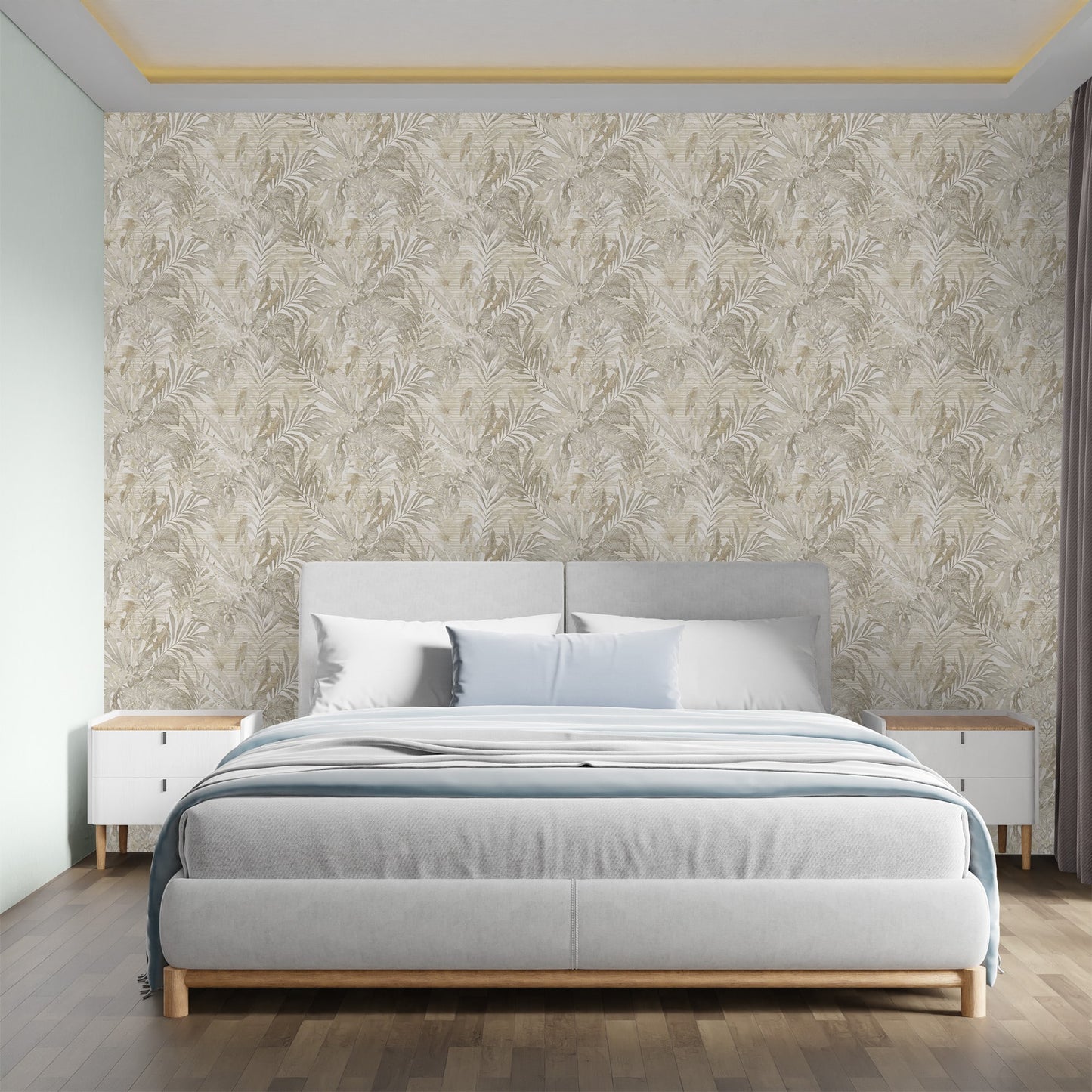 Textured Wallpaper Floral in Beige