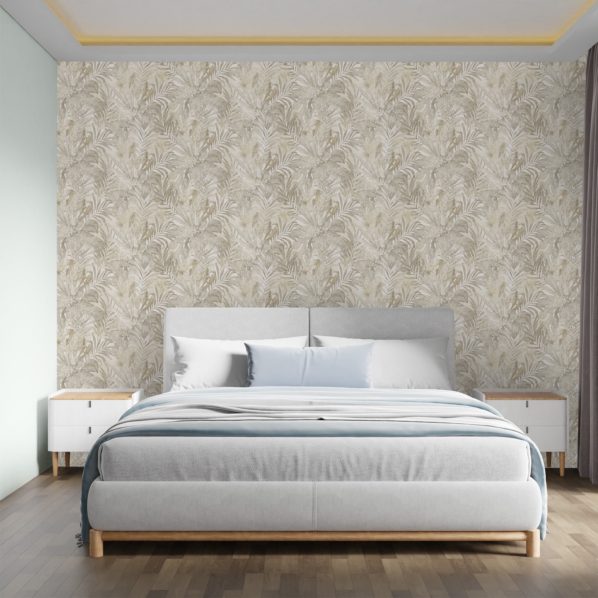 Textured Wallpaper Floral in Beige