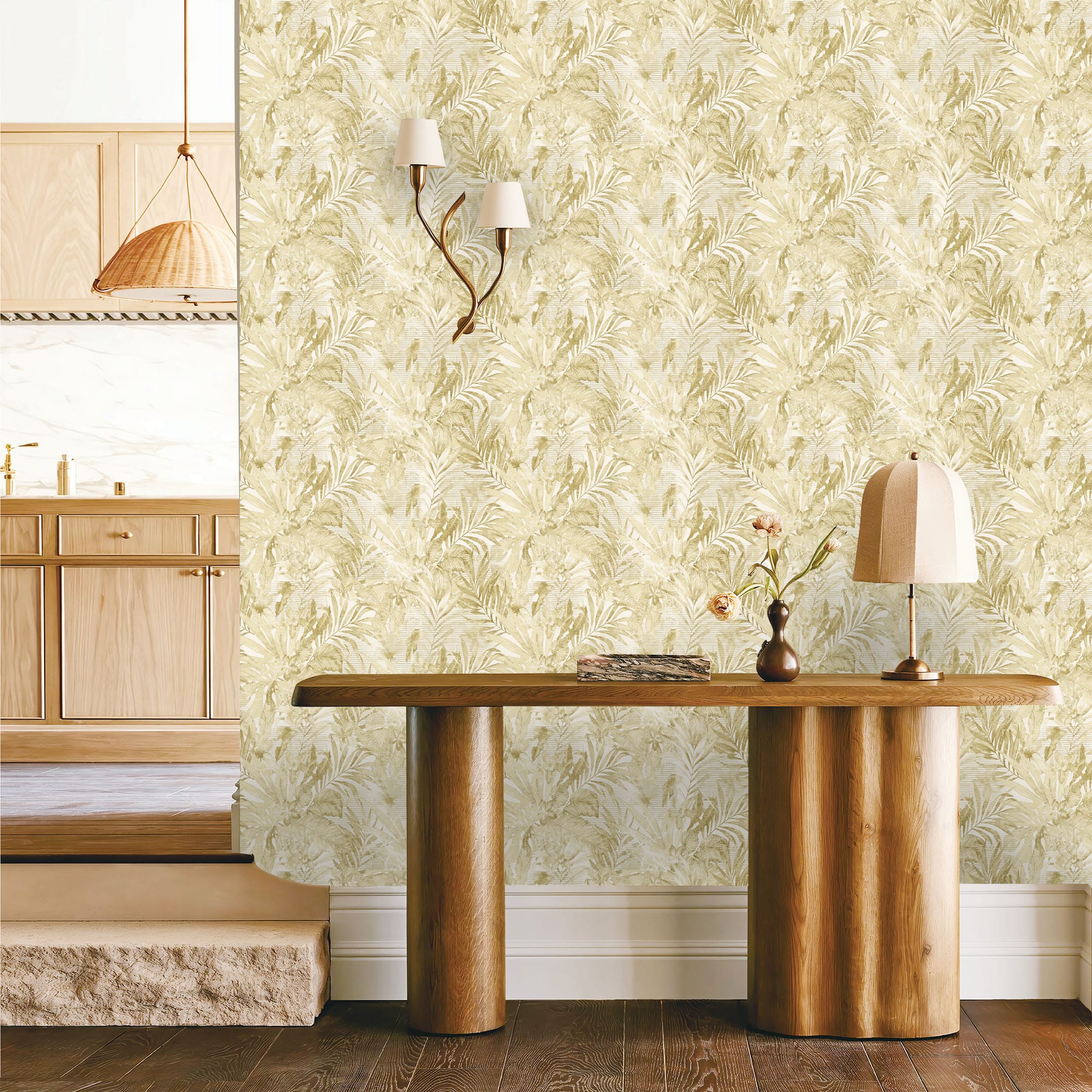 Textured Wallpaper Floral in Yellow