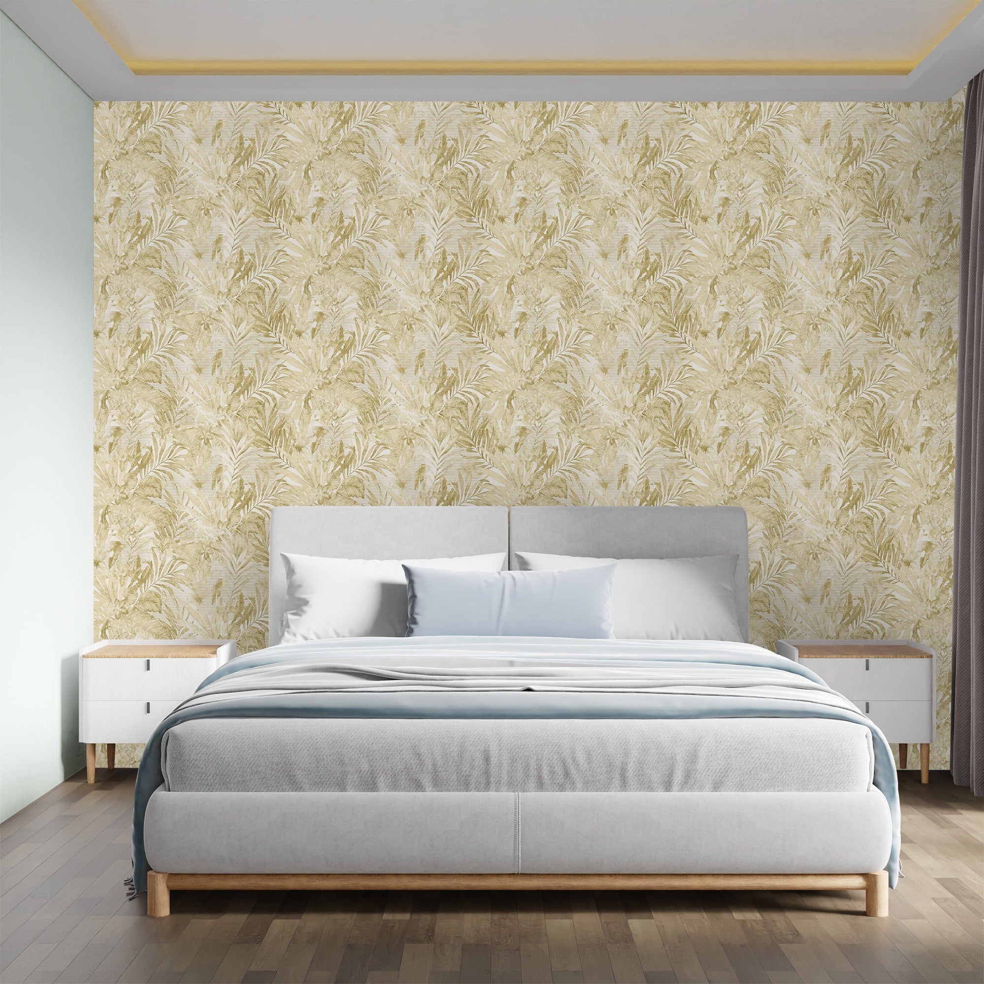 Textured Wallpaper Floral in Yellow