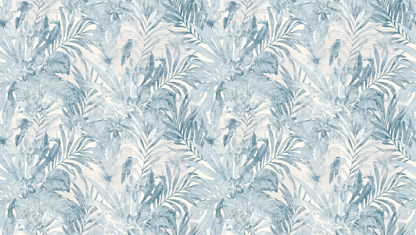 Textured Wallpaper Floral in Blue