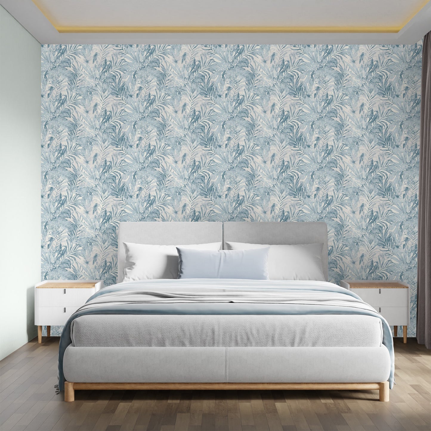 Textured Wallpaper Floral in Blue